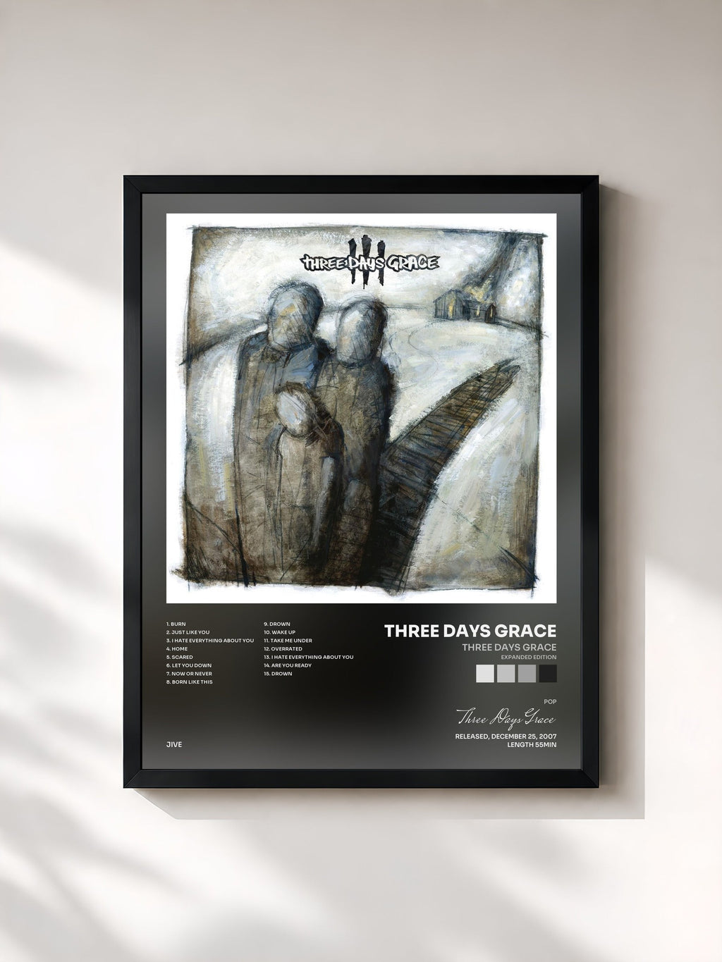 #noir Tableau de l'album Three Days Grace (Expanded Edition) de Three Days Grace, cadre noir, imprimé et encadré en France