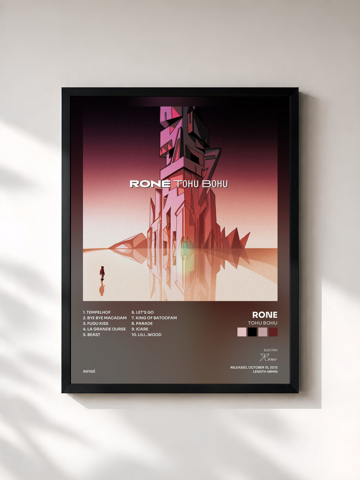 #noir Tableau de l'album Tohu Bohu de Rone, cadre noir, imprimé et encadré en France