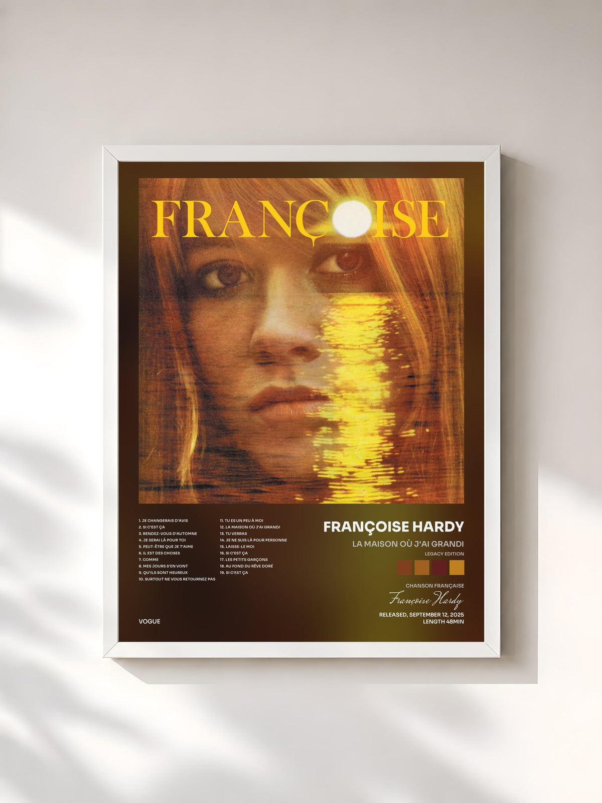 #blanc Tableau de l'album La maison où j'ai grandi (Legacy Edition) de Françoise Hardy, cadre blanc, imprimé et encadré en France