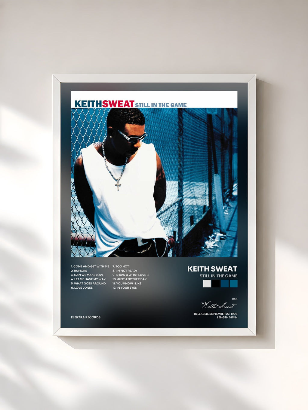 #blanc Tableau de l'album Still in the Game de Keith Sweat, cadre blanc, imprimé et encadré en France