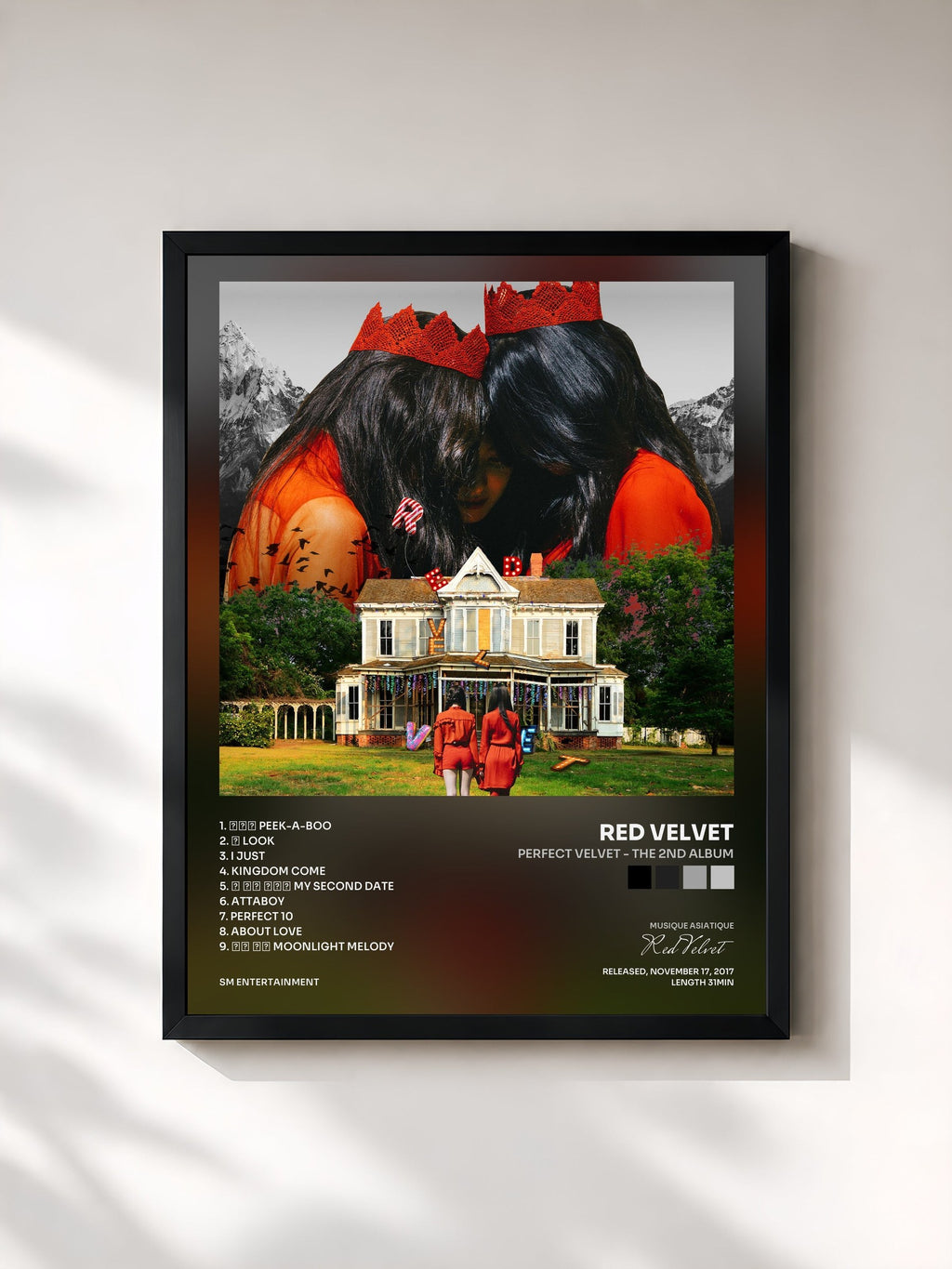 #noir Tableau de l'album Perfect Velvet - The 2nd Album de Red Velvet, cadre noir, imprimé et encadré en France