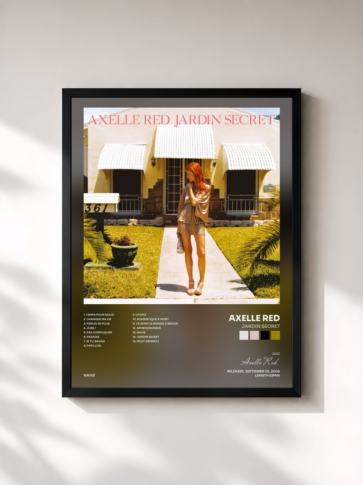 #noir Tableau de l'album Jardin secret de Axelle Red, cadre noir, imprimé et encadré en France