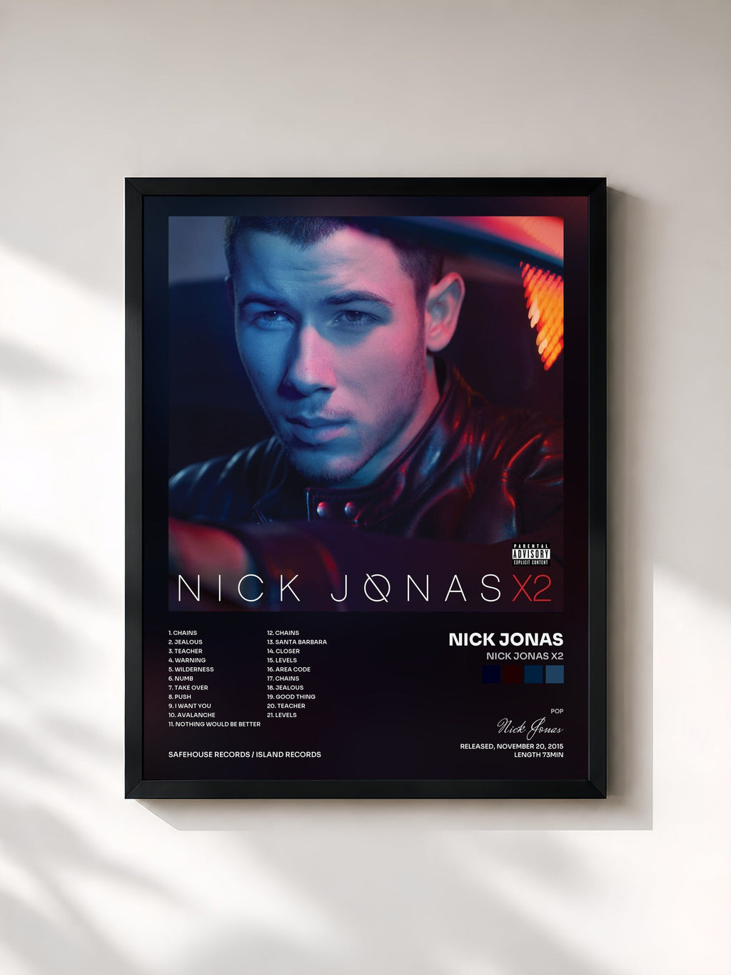 #noir Nick Jonas X2 von Nick Jonas als gerahmter Kunstdruck, schwarzer Rahmen, gedruckt und gerahmt in Frankreich