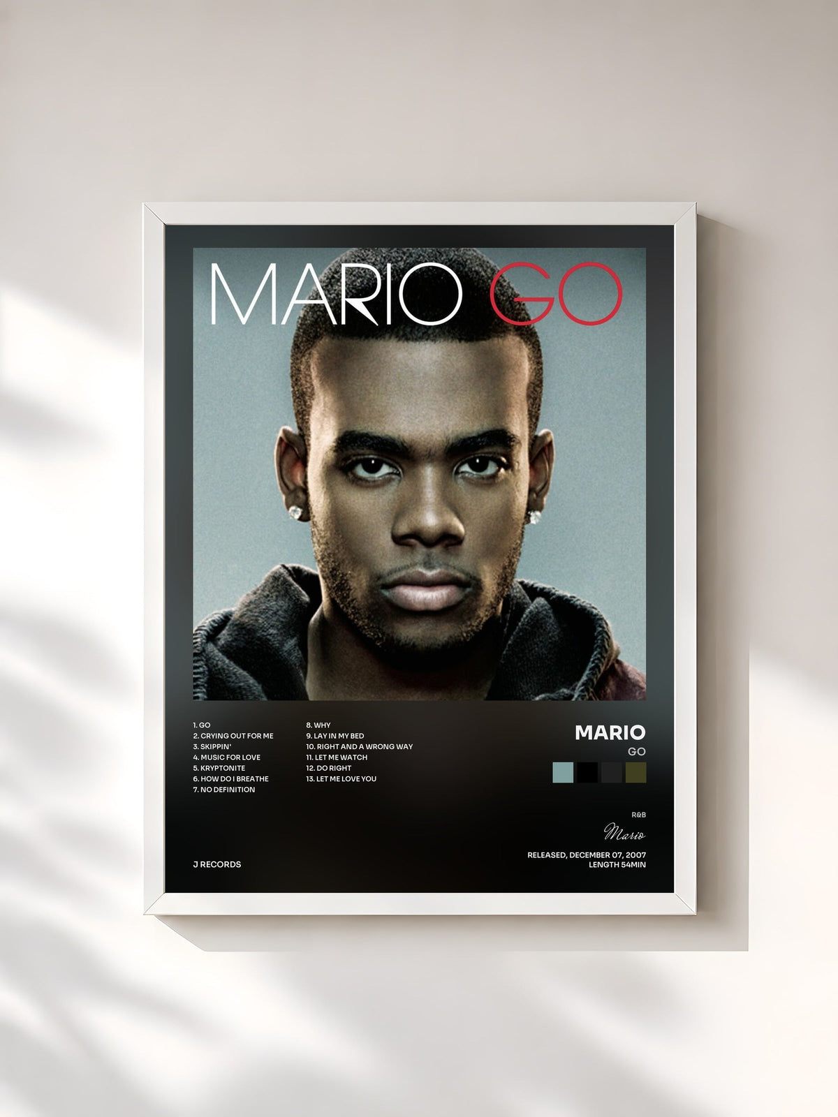 #blanc Tableau de l'album Go de Mario, cadre blanc, imprimé et encadré en France