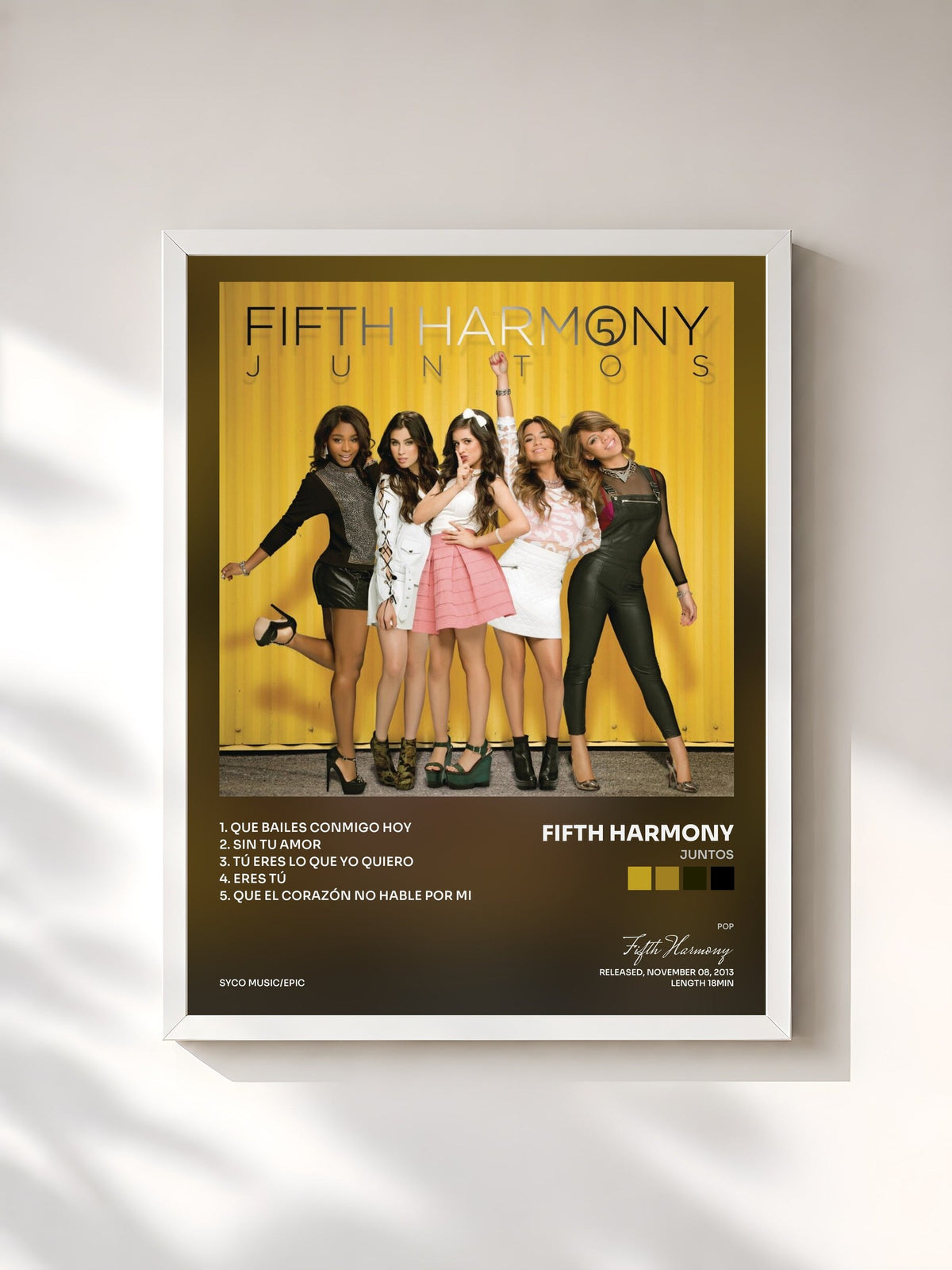 #blanc Juntos by Fifth Harmony as a framed art print, white frame, printed and framed in France