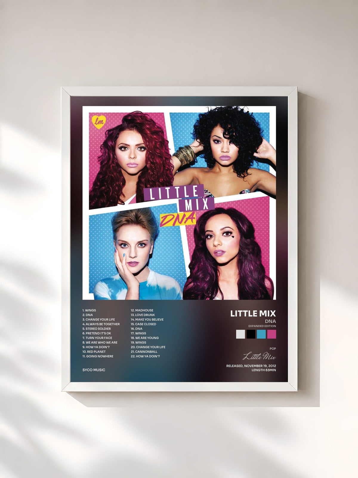 #blanc Tableau de l'album DNA (Expanded Edition) de Little Mix, cadre blanc, imprimé et encadré en France