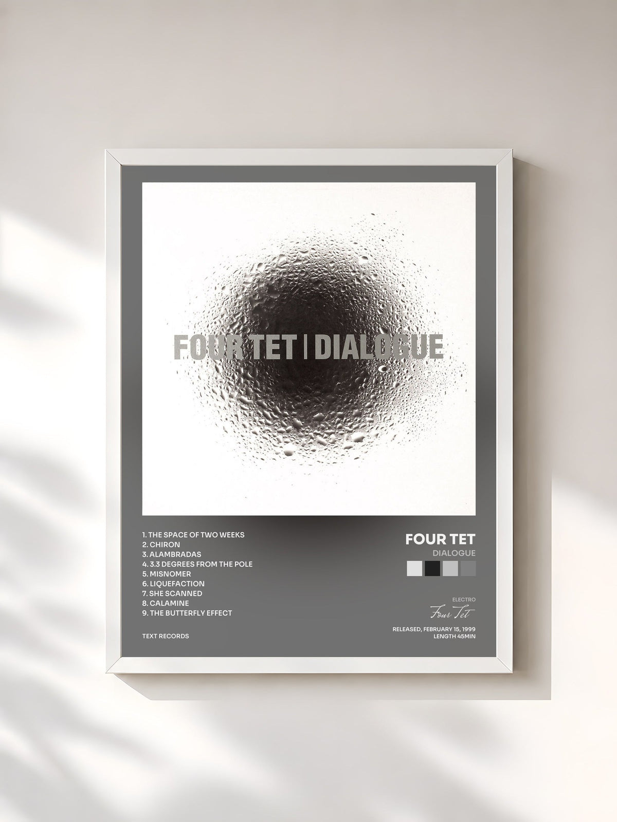 #blanc Dialogue de Four Tet en lámina enmarcada, marco blanco, impresa y enmarcada en Francia