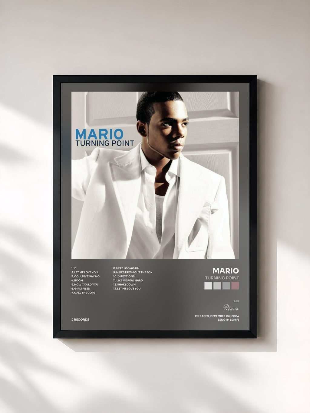 #noir Tableau de l'album Turning Point de Mario, cadre noir, imprimé et encadré en France