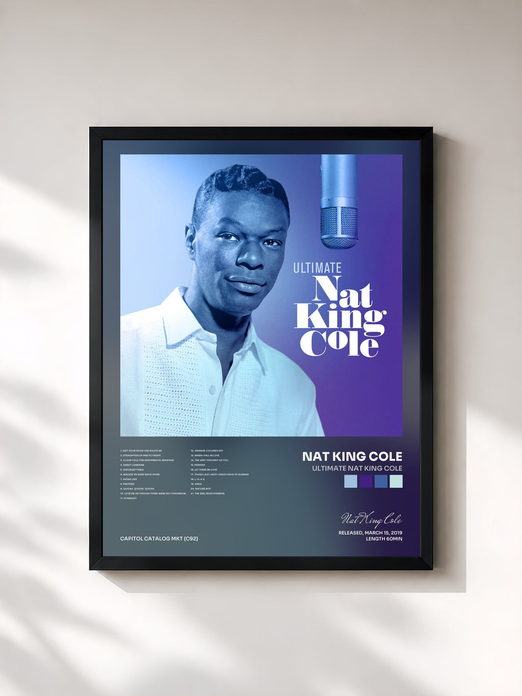 #noir Tableau de l'album Ultimate Nat King Cole de Nat King Cole, cadre noir, imprimé et encadré en France