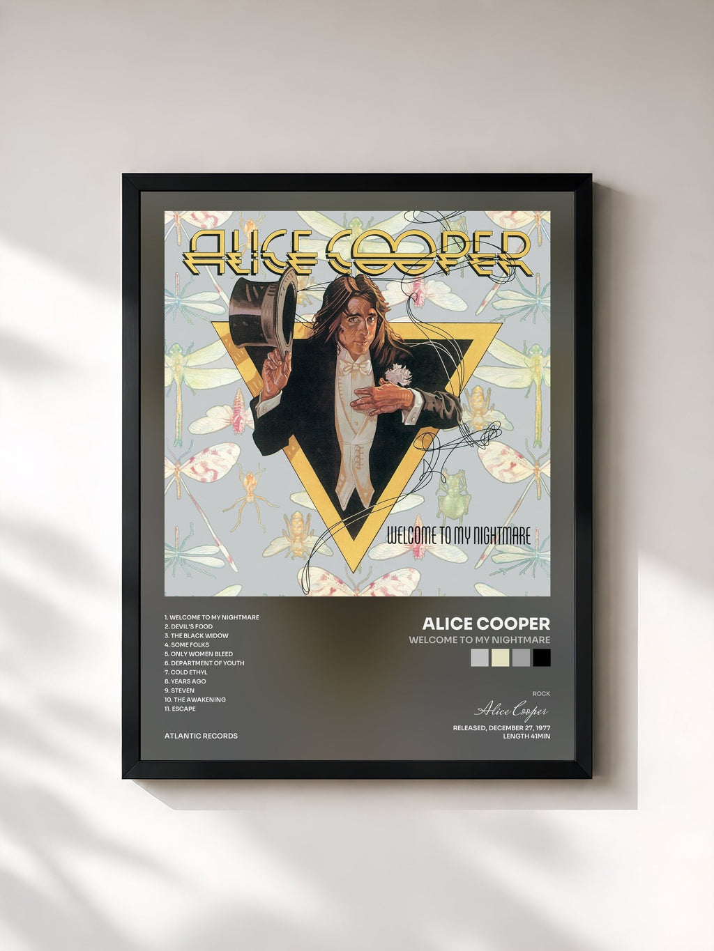 #noir Tableau de l'album Welcome to My Nightmare de Alice Cooper, cadre noir, imprimé et encadré en France