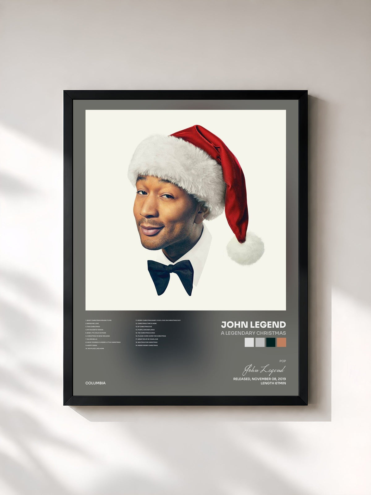 #noir Tableau de l'album A Legendary Christmas de John Legend, cadre noir, imprimé et encadré en France