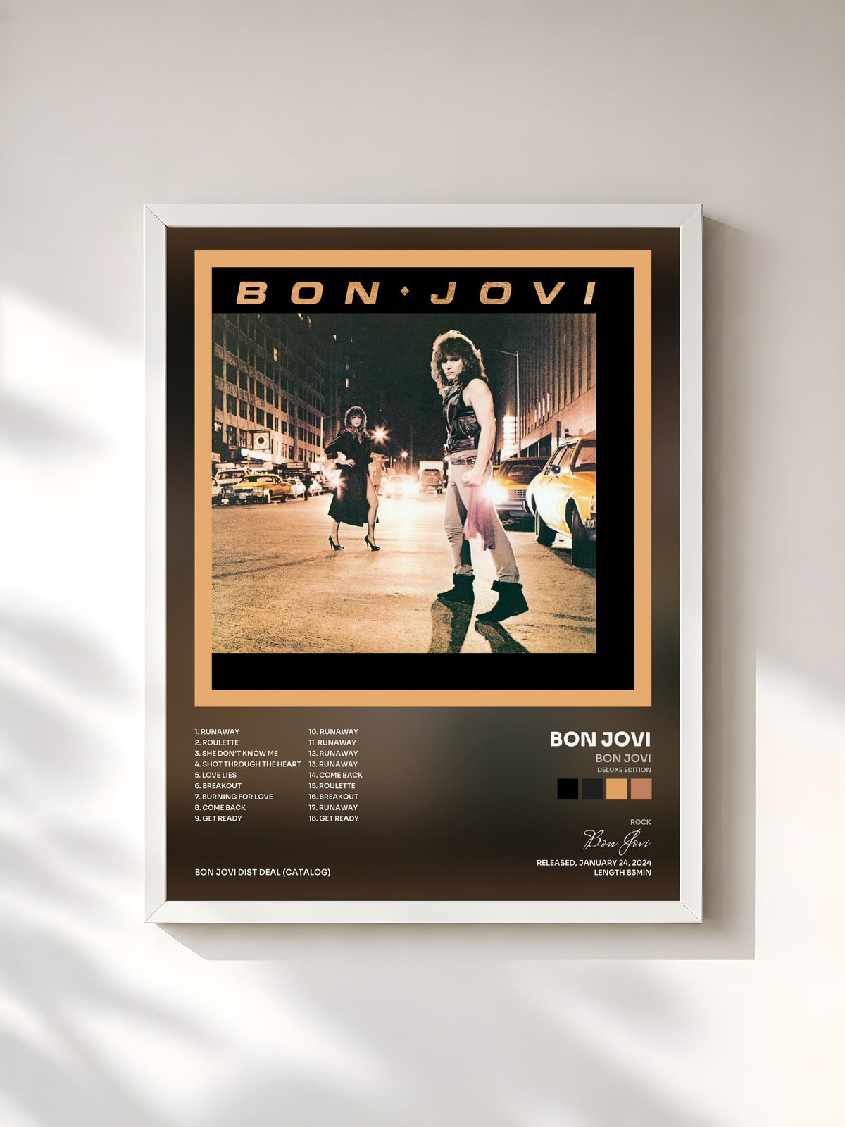 #blanc Bon Jovi (Deluxe Edition) by Bon Jovi as a framed art print, white frame, printed and framed in France