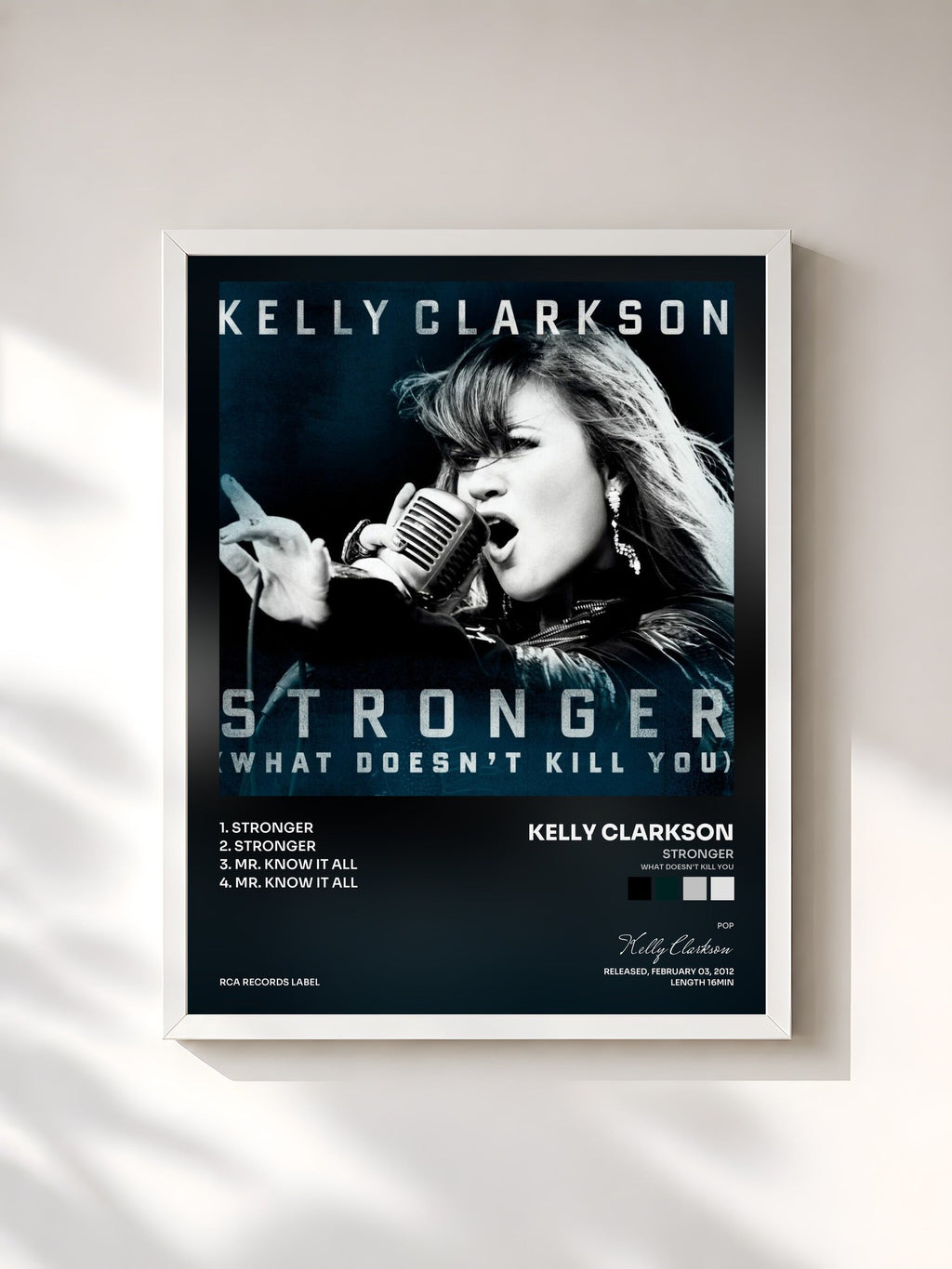 #blanc Stronger (What Doesn't Kill You) di Kelly Clarkson in stampa incorniciata, cornice bianca, stampata e incorniciata in Francia
