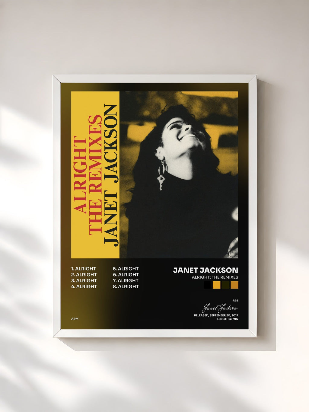 #blanc Alright: The Remixes von Janet Jackson als gerahmter Kunstdruck, weißer Rahmen, gedruckt und gerahmt in Frankreich