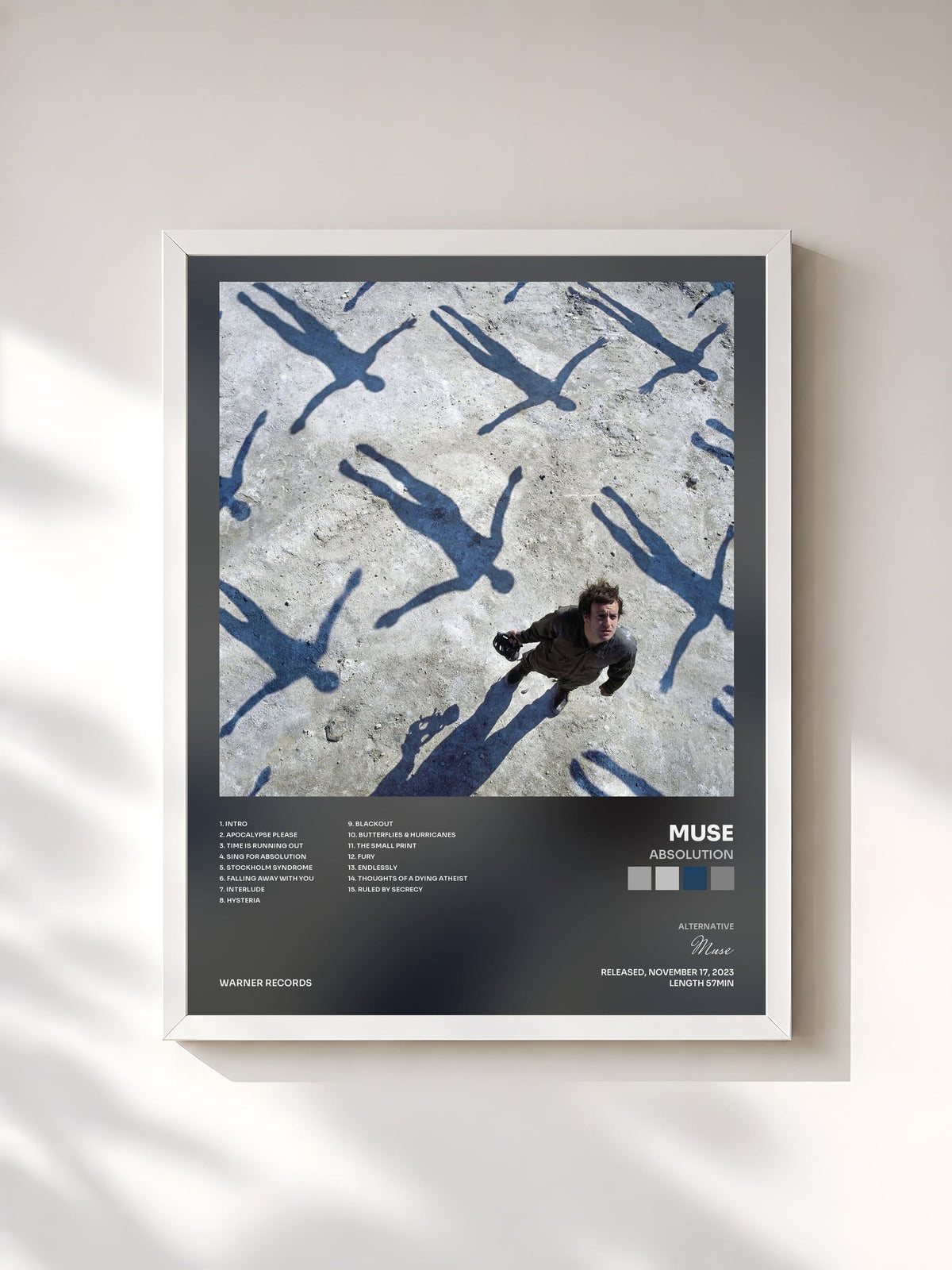#blanc Tableau de l'album Absolution de Muse, cadre blanc, imprimé et encadré en France