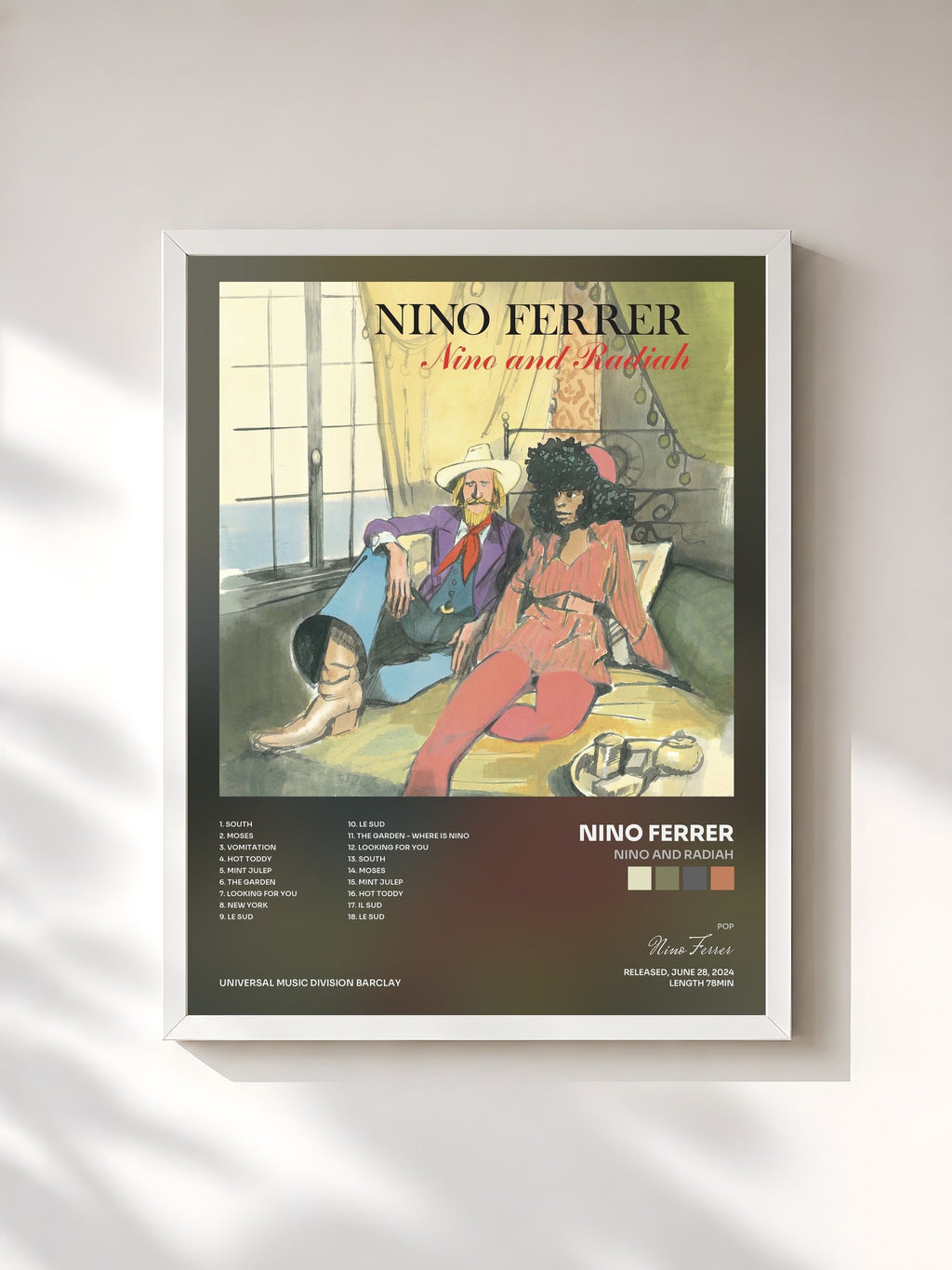 #blanc Nino and Radiah von Nino Ferrer als gerahmter Kunstdruck, weißer Rahmen, gedruckt und gerahmt in Frankreich
