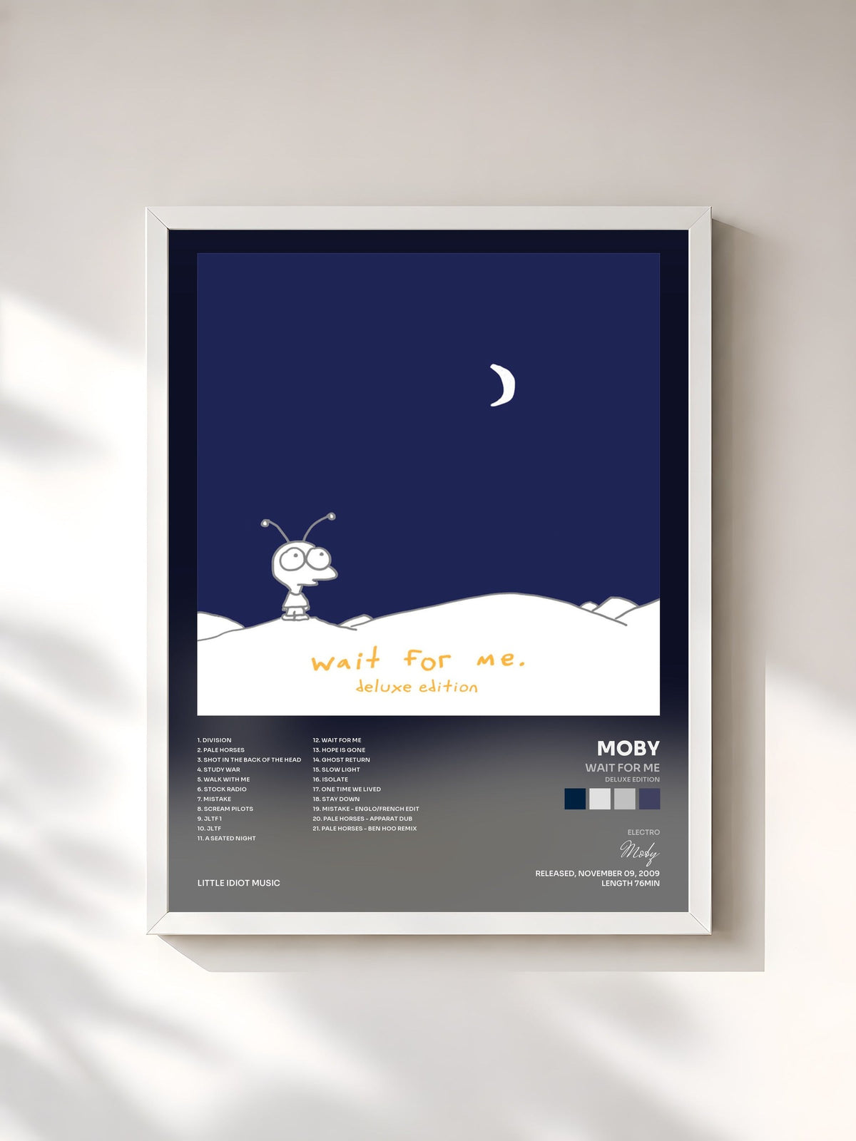 #blanc Tableau de l'album Wait For Me (Deluxe Edition) de Moby, cadre blanc, imprimé et encadré en France
