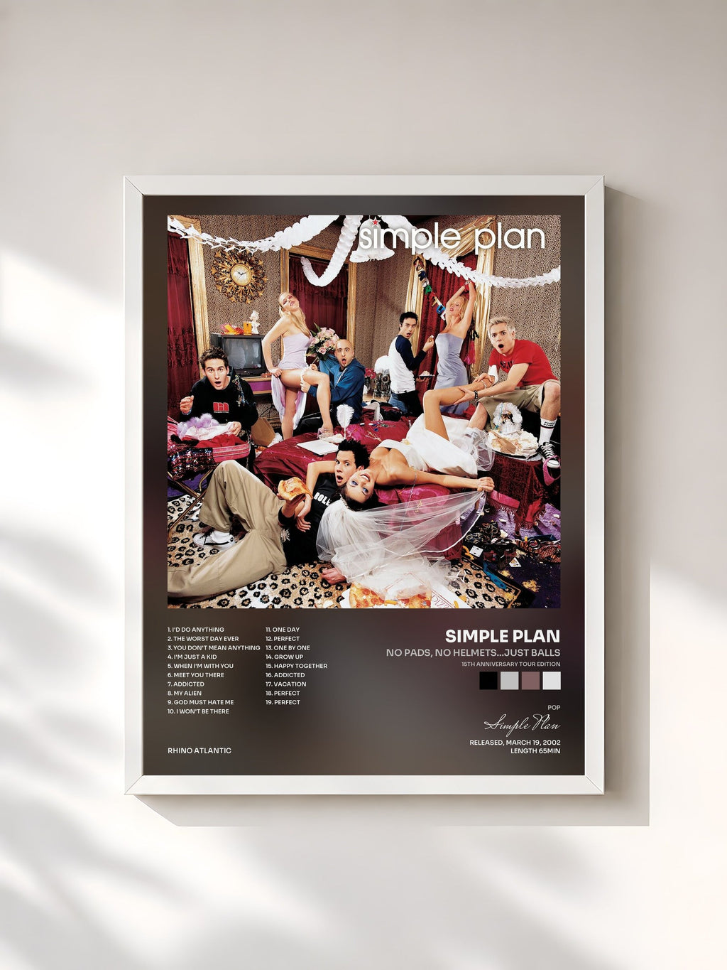 #blanc No Pads, No Helmets...Just Balls (15th Anniversary Tour Edition) von Simple Plan als gerahmter Kunstdruck, weißer Rahmen, gedruckt und gerahmt in Frankreich