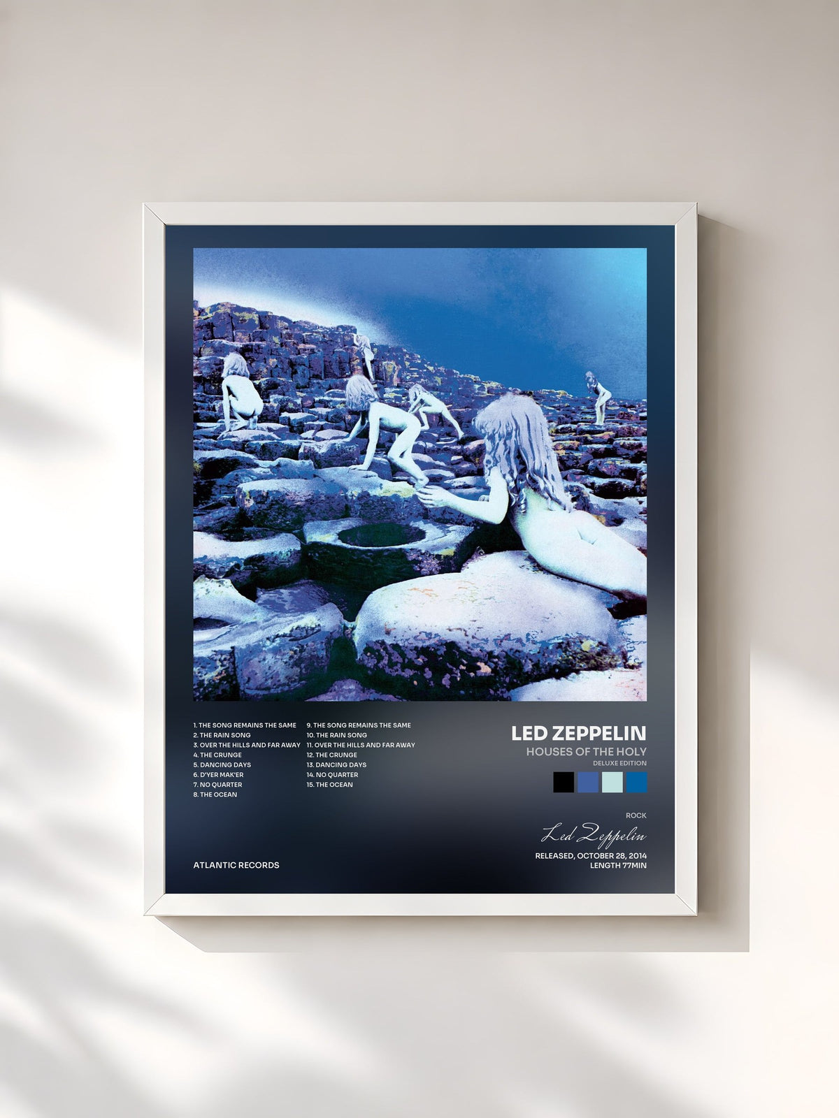 #blanc Tableau de l'album Houses of the Holy (Deluxe Edition) de Led Zeppelin, cadre blanc, imprimé et encadré en France