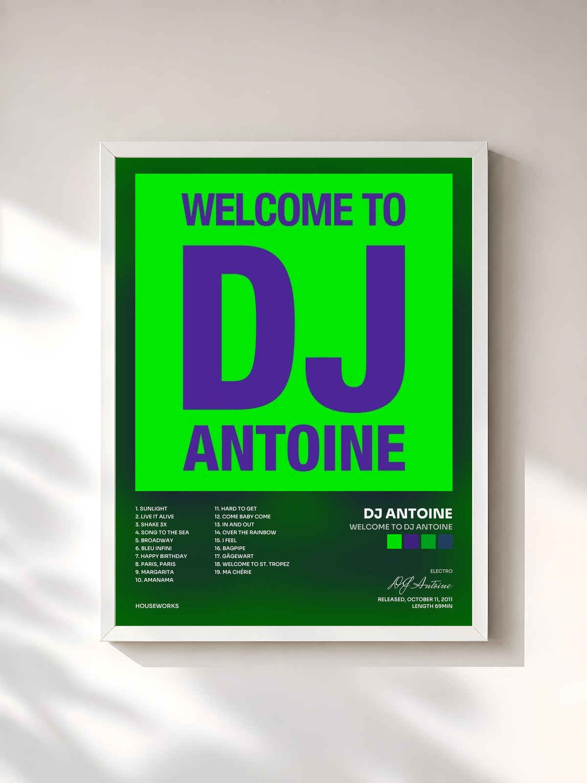 #blanc Tableau de l'album Welcome to DJ Antoine de DJ Antoine, cadre blanc, imprimé et encadré en France