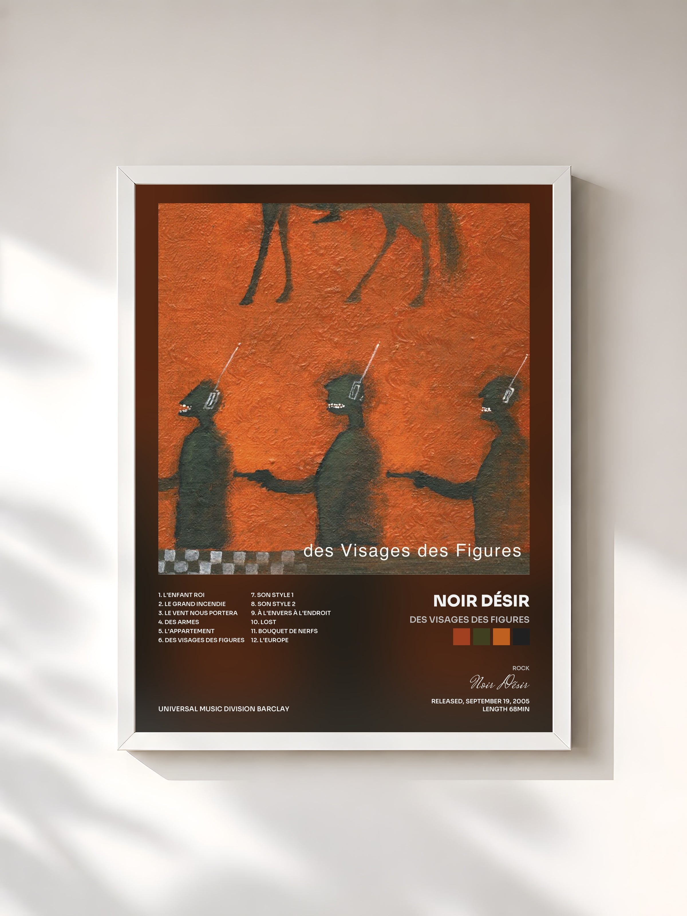 #blanc Des visages des figures by Noir Désir as a framed art print, white frame, printed and framed in France