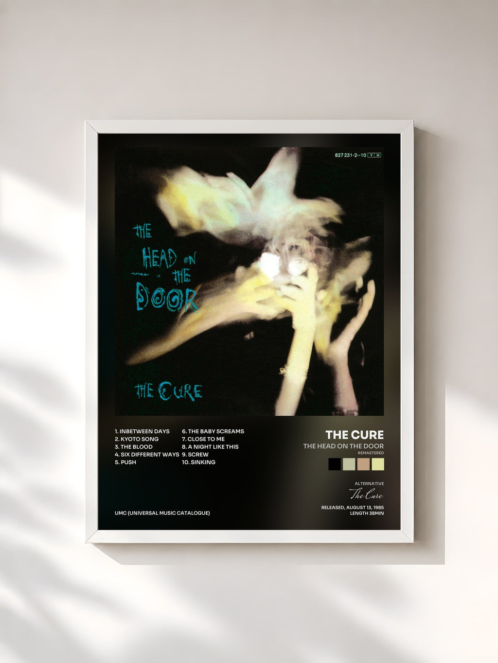 #blanc The Head On The Door (Remastered) by The Cure as a framed art print, white frame, printed and framed in France