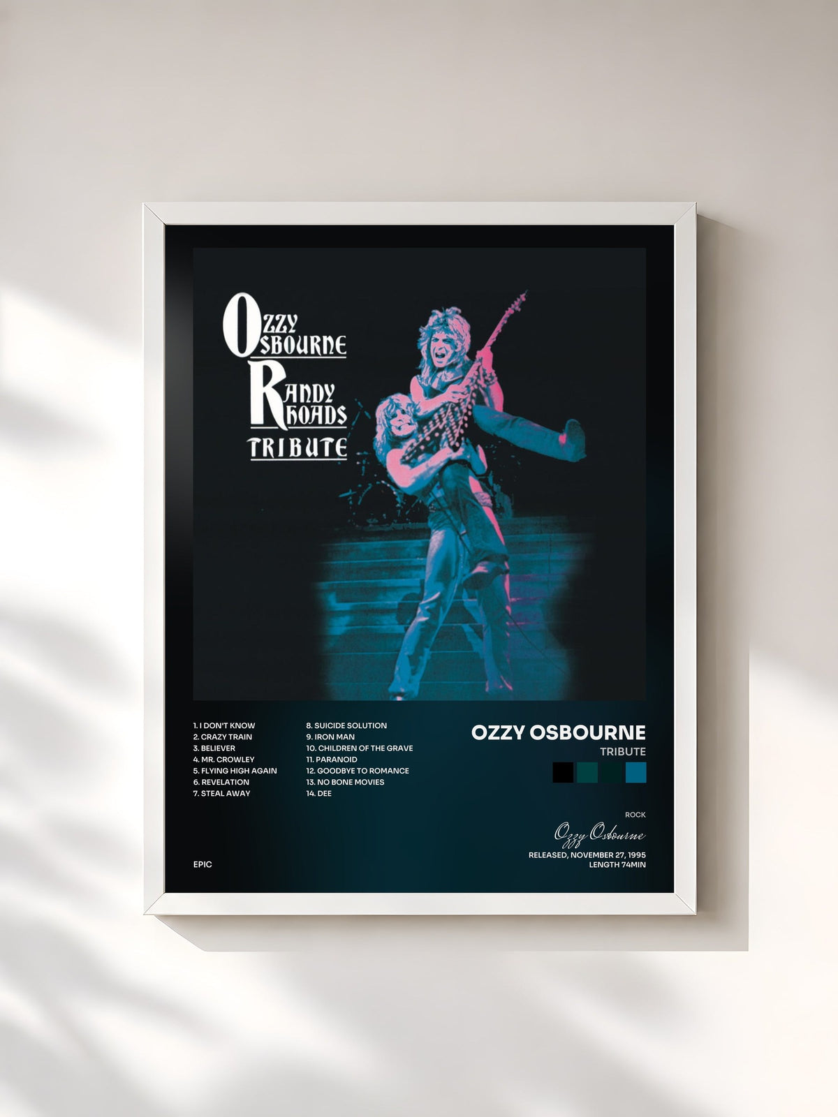 #blanc Tribute di Ozzy Osbourne in stampa incorniciata, cornice bianca, stampata e incorniciata in Francia