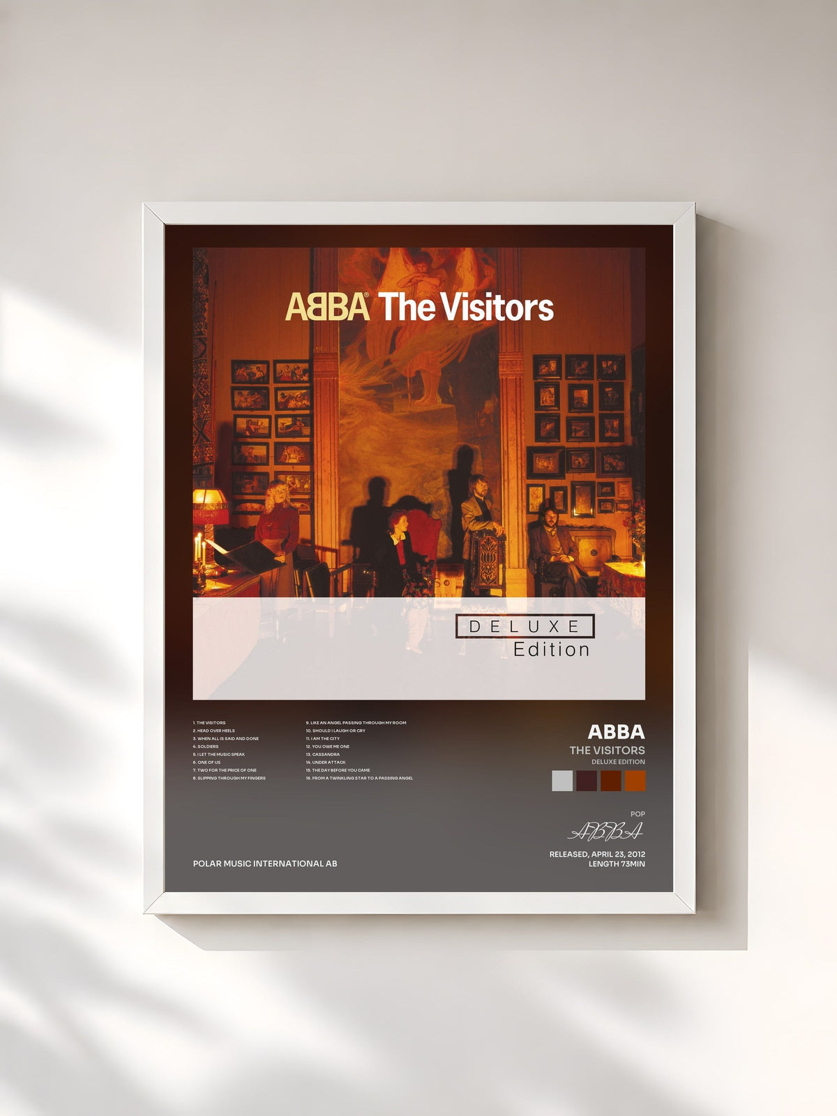 #blanc Tableau de l'album The Visitors (Deluxe Edition) de ABBA, cadre blanc, imprimé et encadré en France