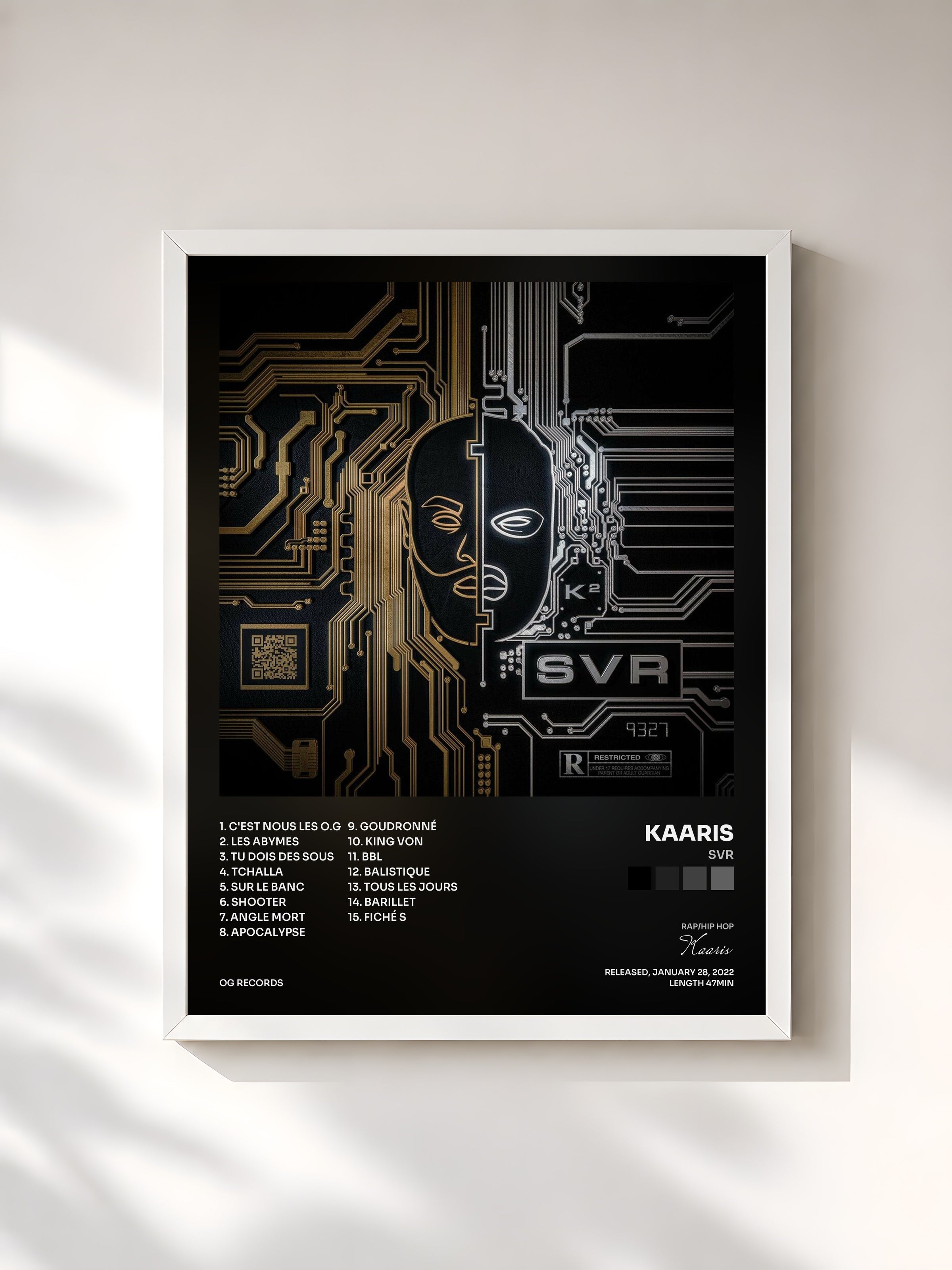 #blanc SVR by Kaaris as a framed art print, white frame, printed and framed in France