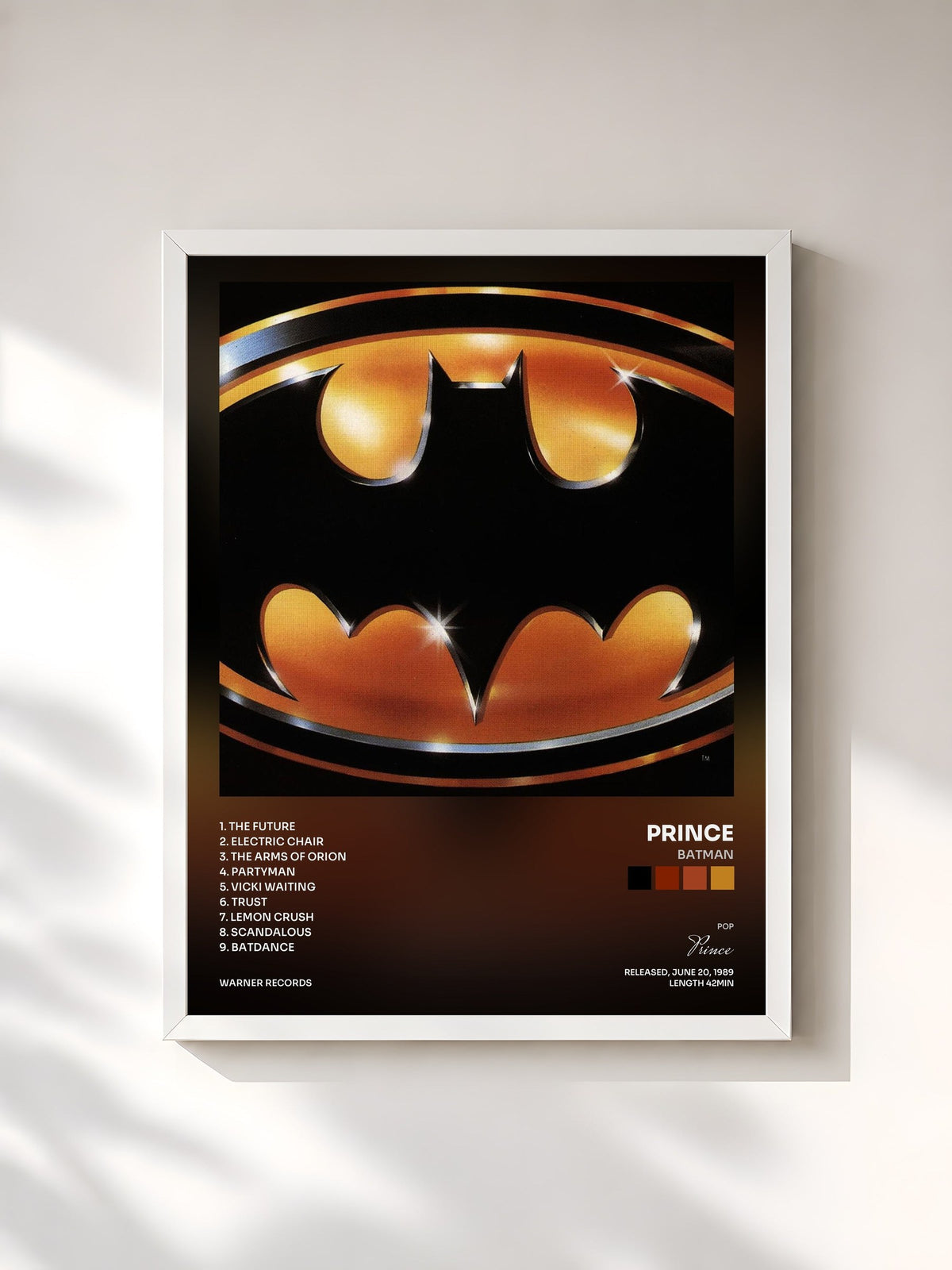 #blanc Tableau de l'album Batman de Prince, cadre blanc, imprimé et encadré en France