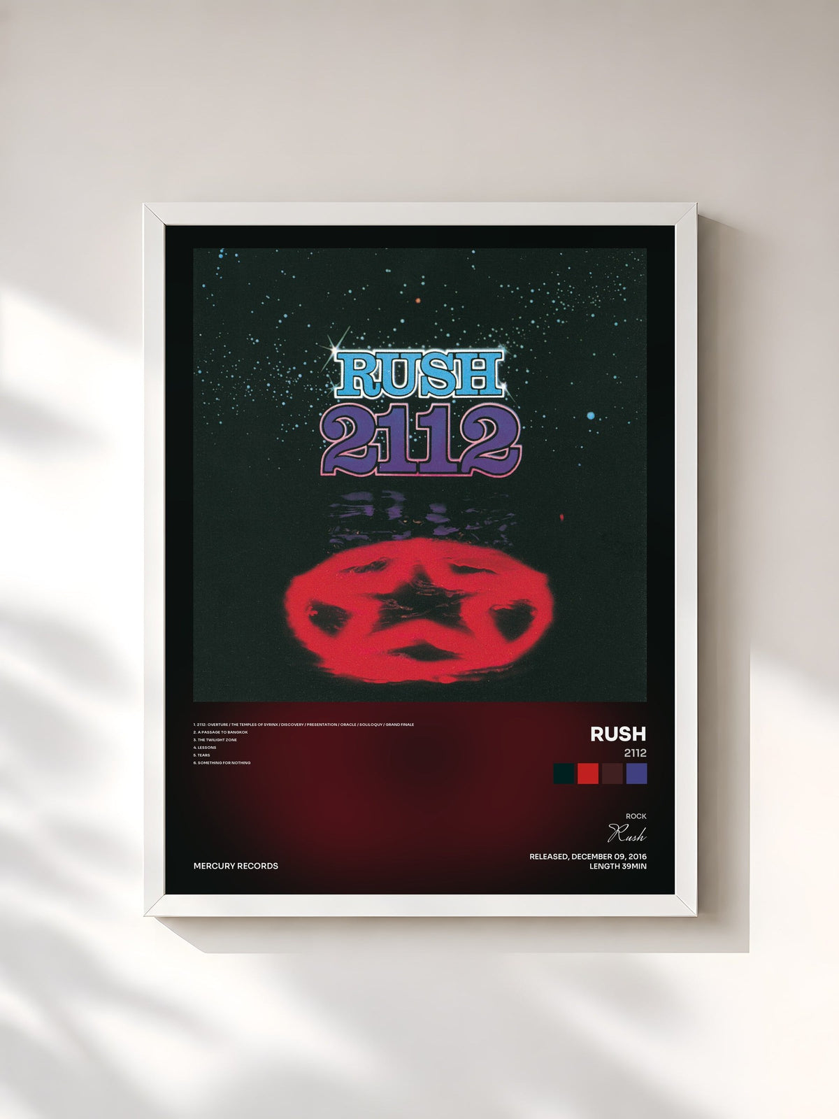 #blanc Tableau de l'album 2112 de Rush, cadre blanc, imprimé et encadré en France