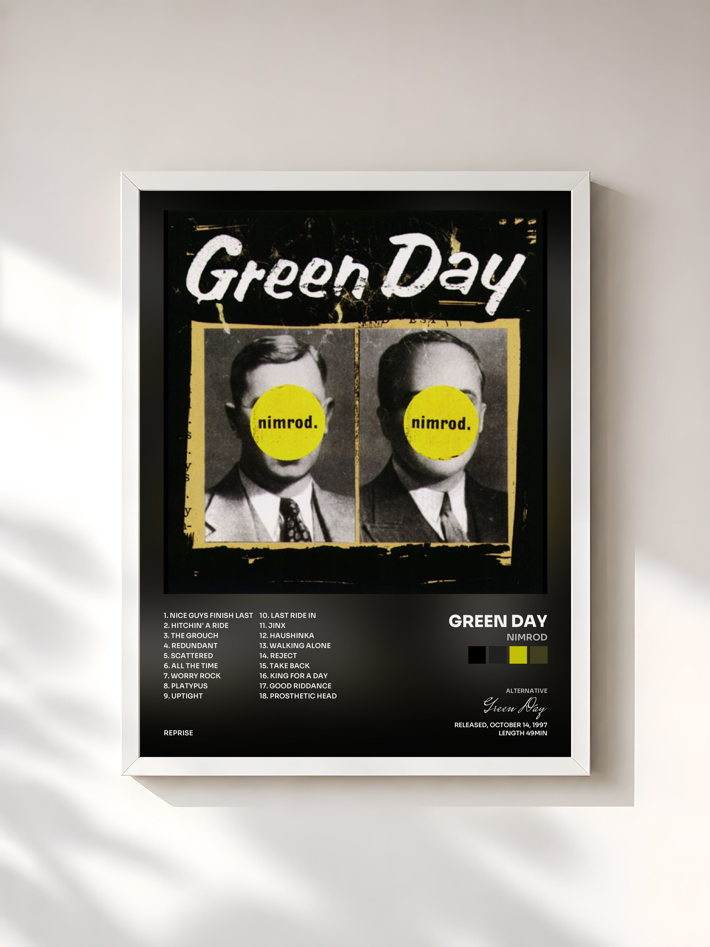 #blanc Nimrod by Green Day as a framed art print, white frame, printed and framed in France
