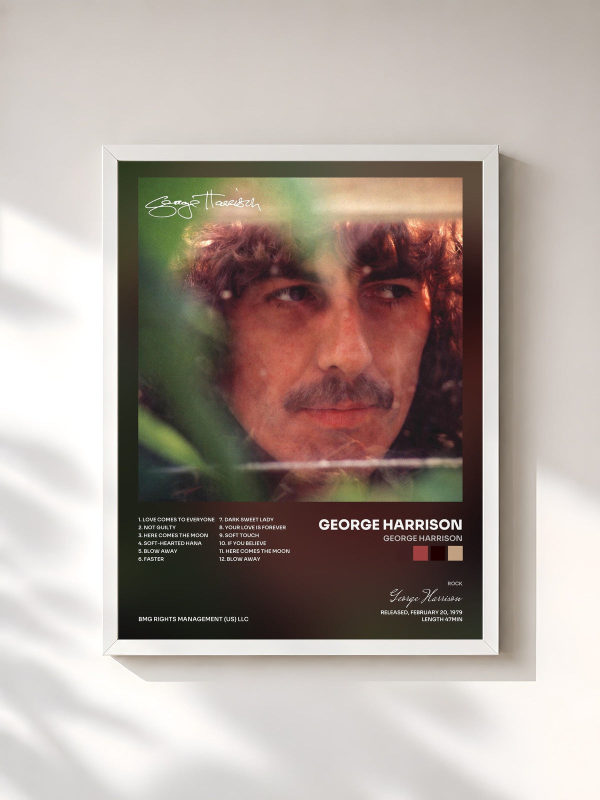 #blanc Tableau de l'album George Harrison de George Harrison, cadre blanc, imprimé et encadré en France