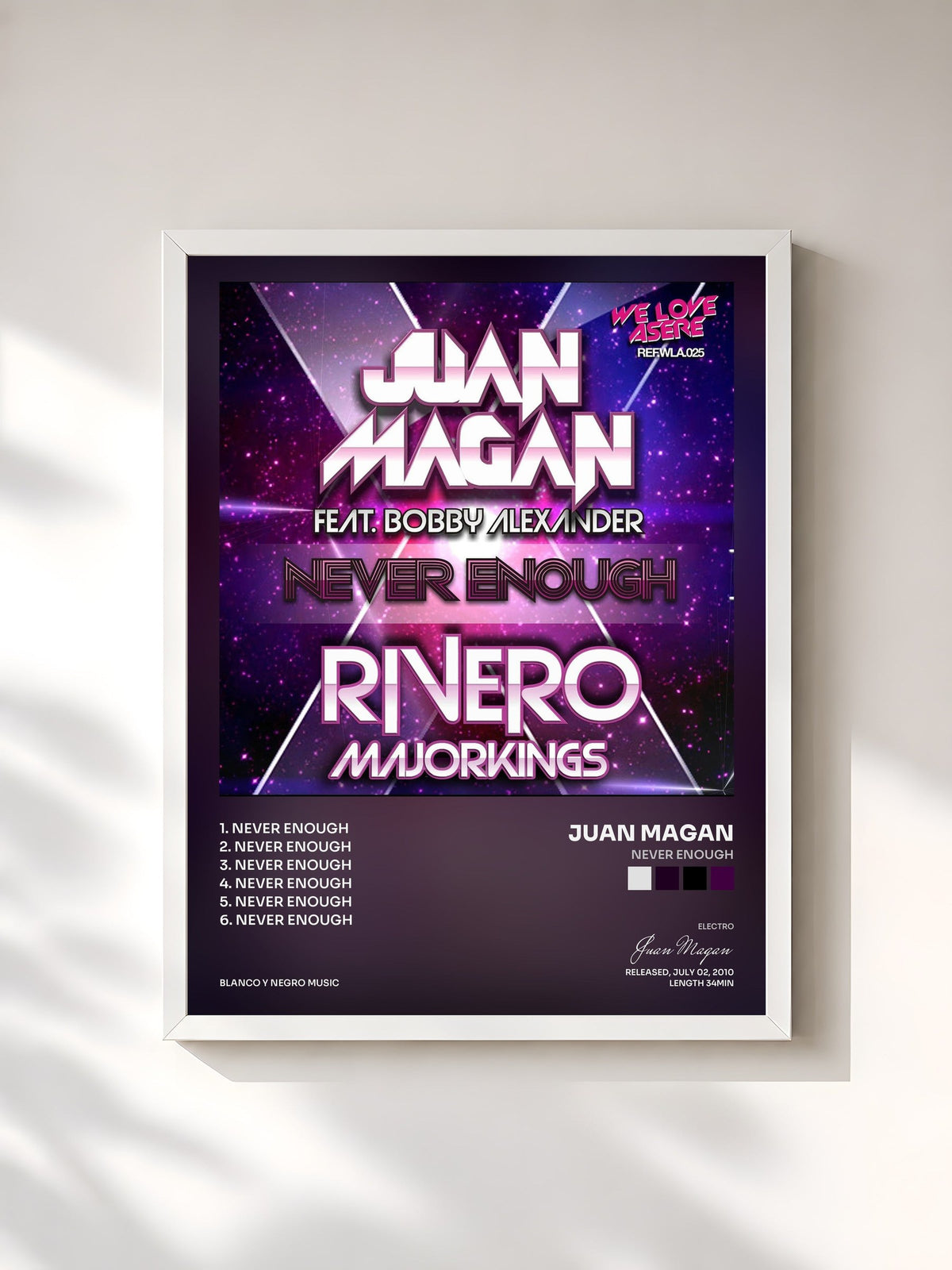 #blanc Tableau de l'album Never Enough de Juan Magan, cadre blanc, imprimé et encadré en France
