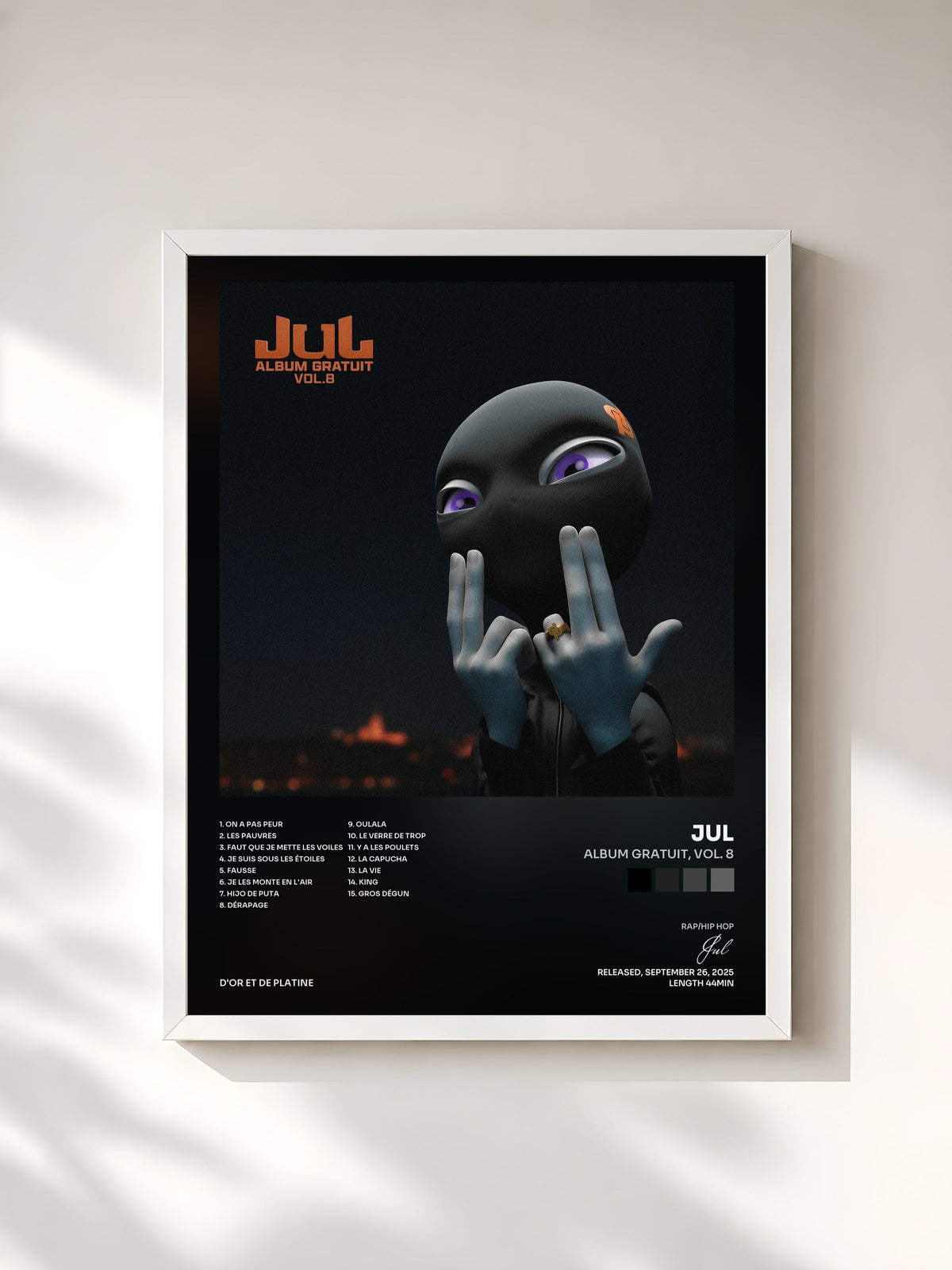 #blanc Tableau de l'album Album gratuit, vol. 8 de Jul, cadre blanc, imprimé et encadré en France
