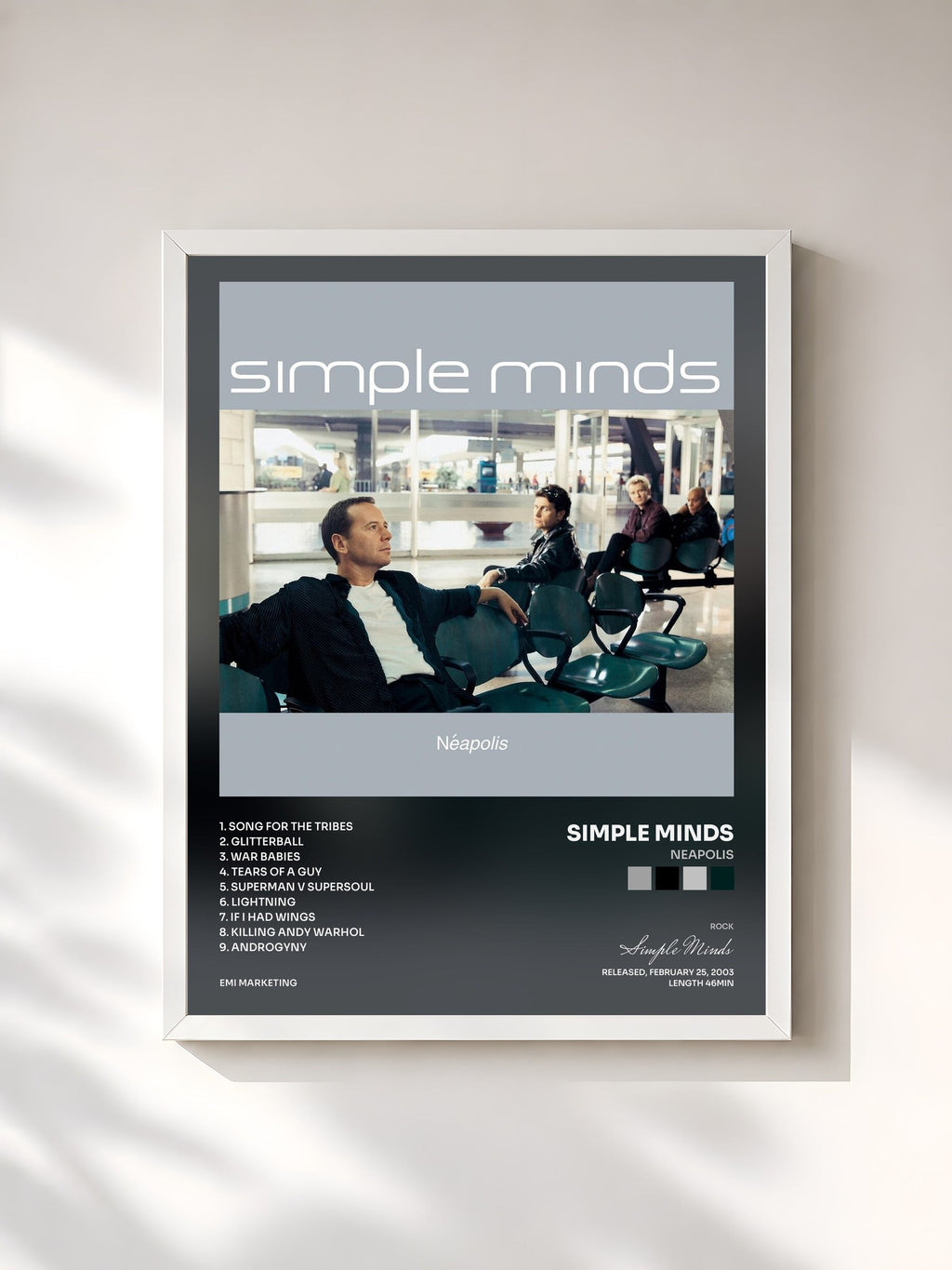 #blanc Neapolis von Simple Minds als gerahmter Kunstdruck, weißer Rahmen, gedruckt und gerahmt in Frankreich