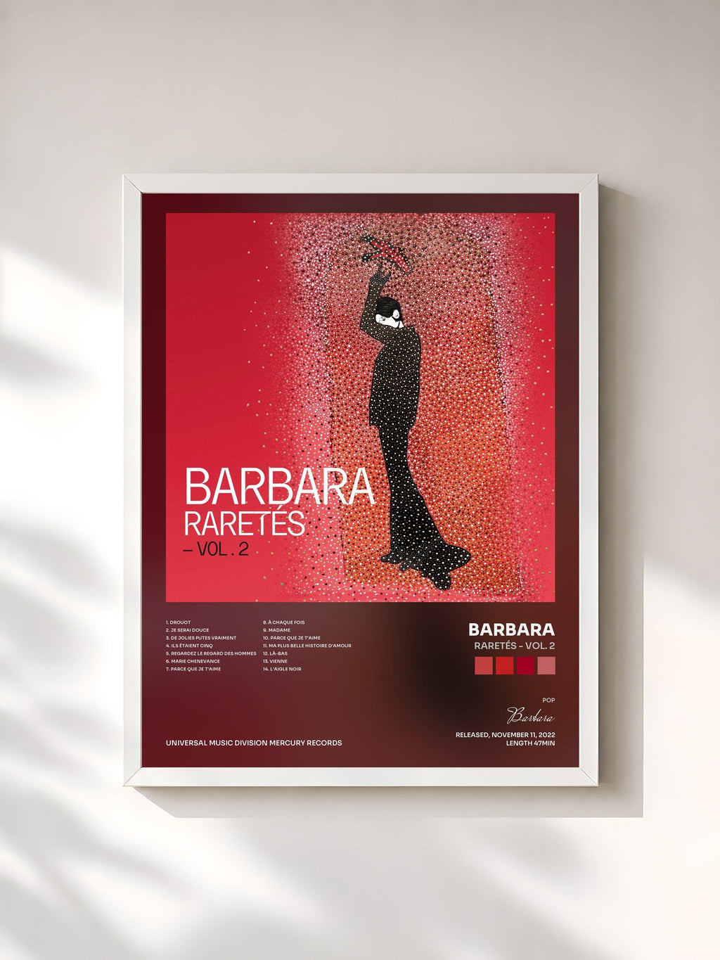 #blanc Tableau de l'album Raretés - Vol. 2 de Barbara, cadre blanc, imprimé et encadré en France