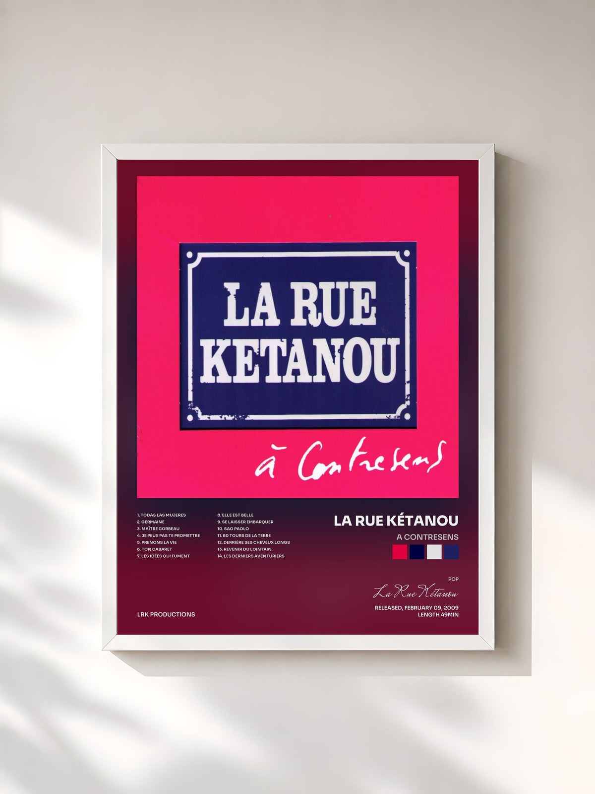 #blanc Tableau de l'album A Contresens de La Rue Kétanou, cadre blanc, imprimé et encadré en France