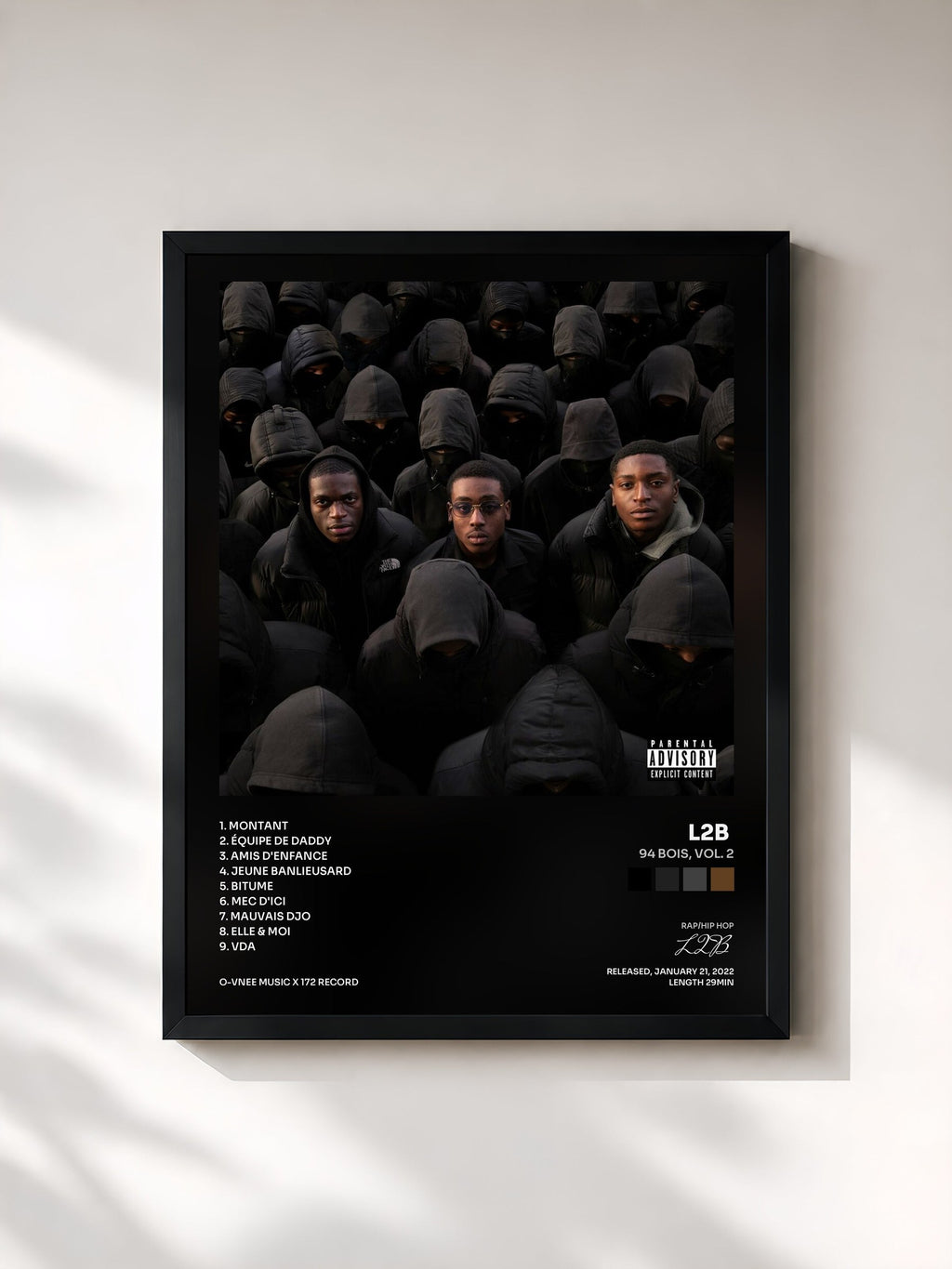 #noir 94 bois, Vol. 2 de L2B en lámina enmarcada, marco negro, impresa y enmarcada en Francia