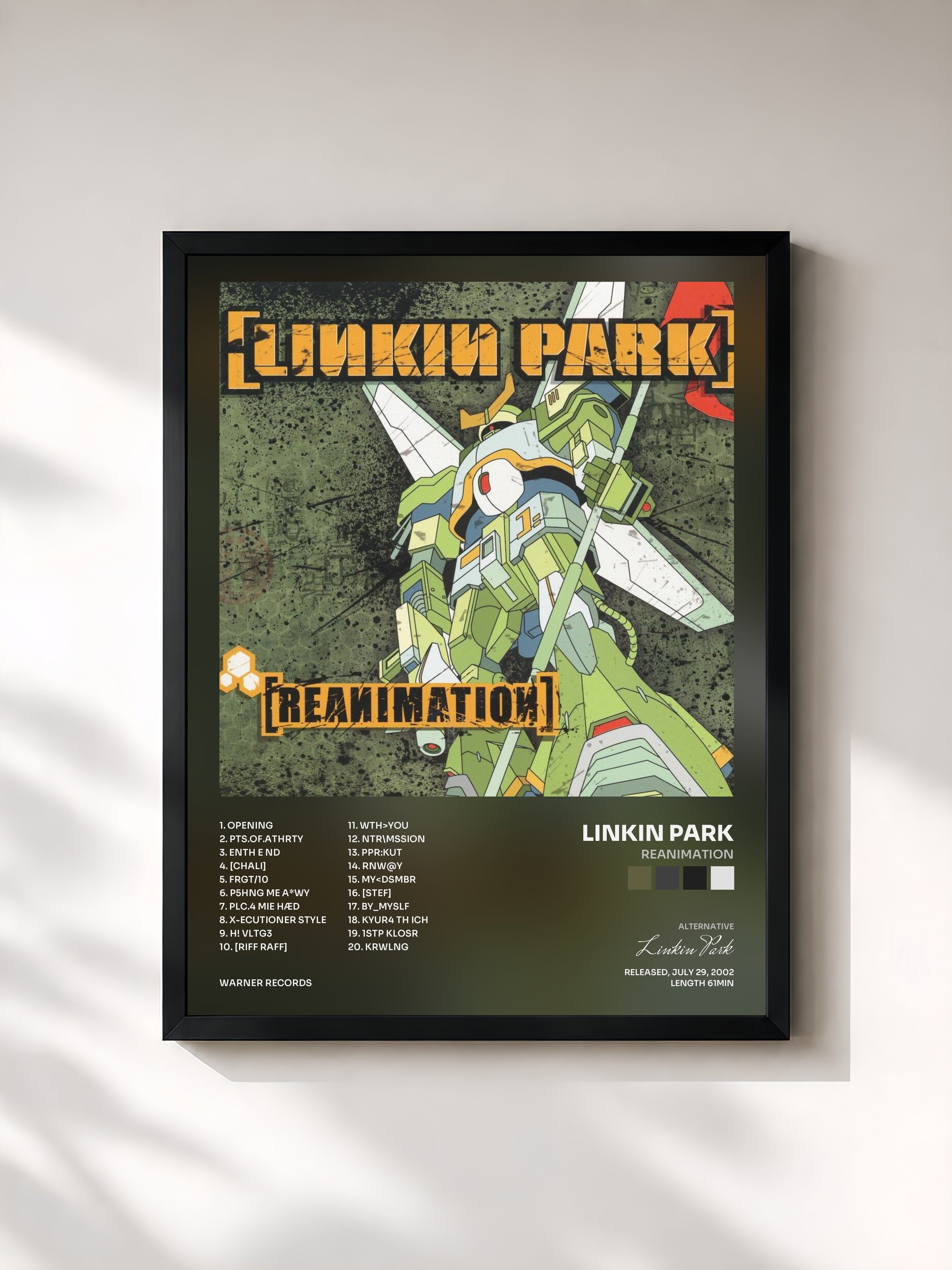 #noir Reanimation by Linkin Park as a framed art print, black frame, printed and framed in France