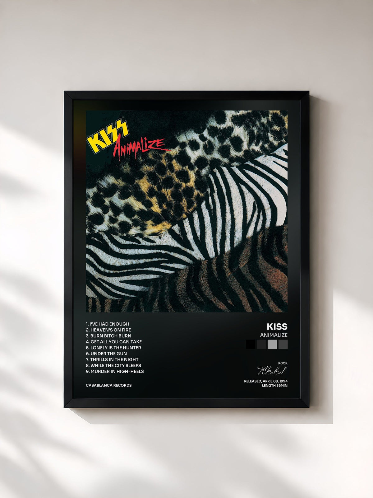 #noir Animalize von KISS als gerahmter Kunstdruck, schwarzer Rahmen, gedruckt und gerahmt in Frankreich