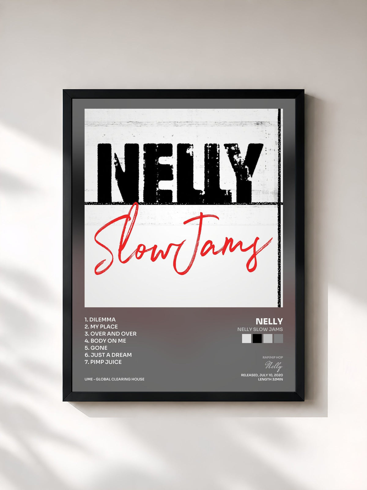 #noir Nelly Slow Jams di Nelly in stampa incorniciata, cornice nera, stampata e incorniciata in Francia
