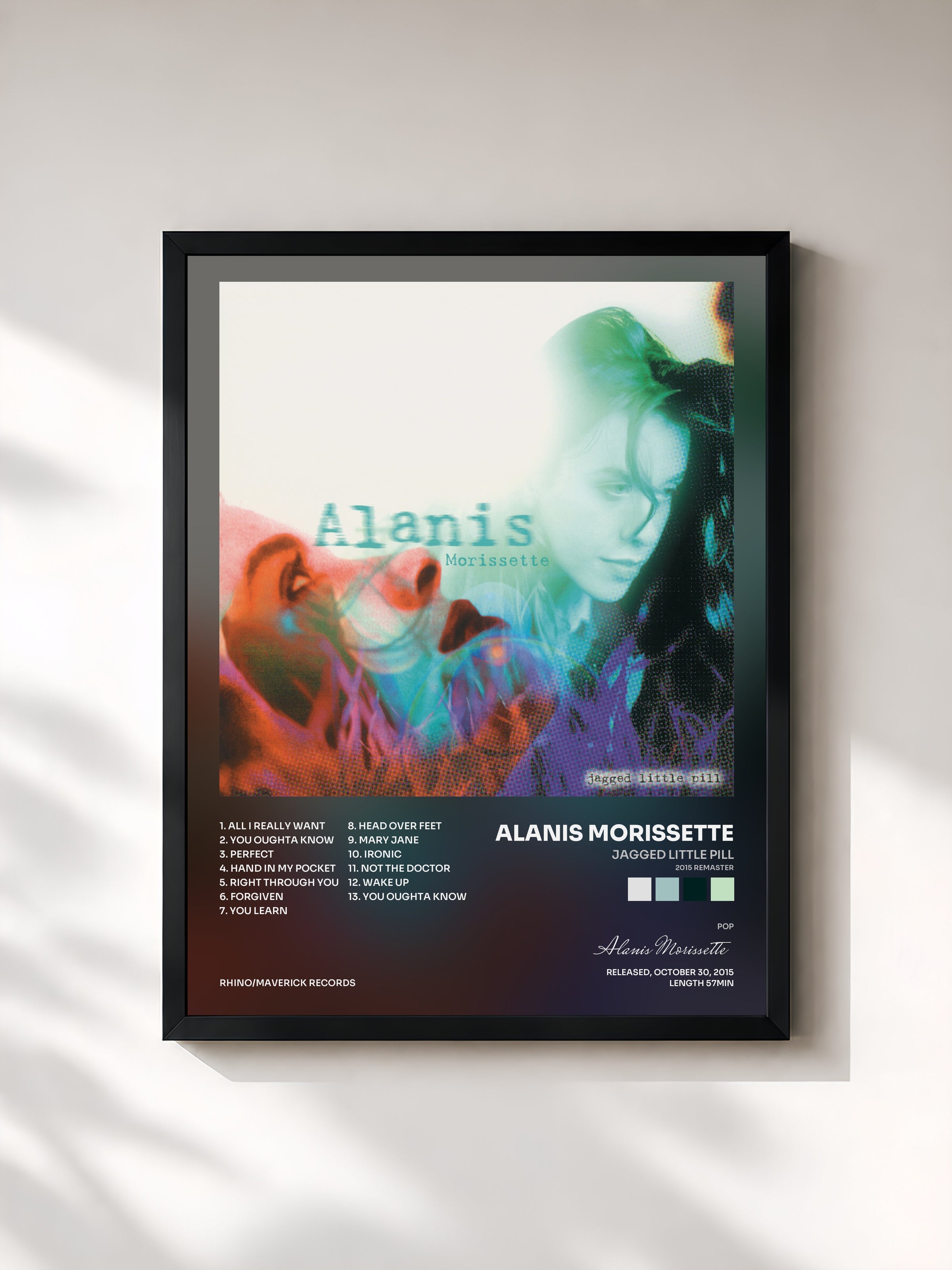 #noir Jagged Little Pill (2015 Remaster) by Alanis Morissette as a framed art print, black frame, printed and framed in France