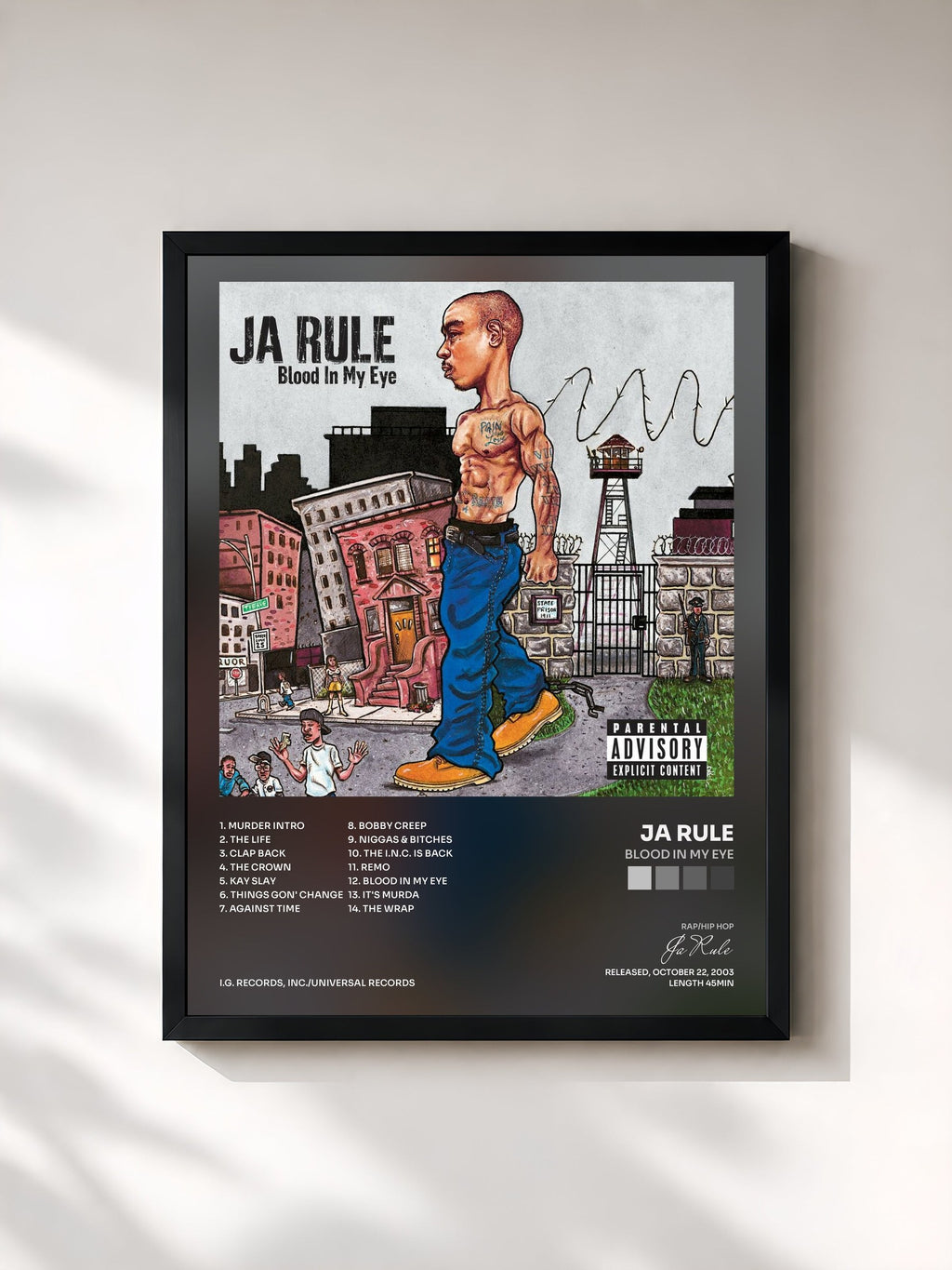 #noir Blood In My Eye di Ja Rule in stampa incorniciata, cornice nera, stampata e incorniciata in Francia