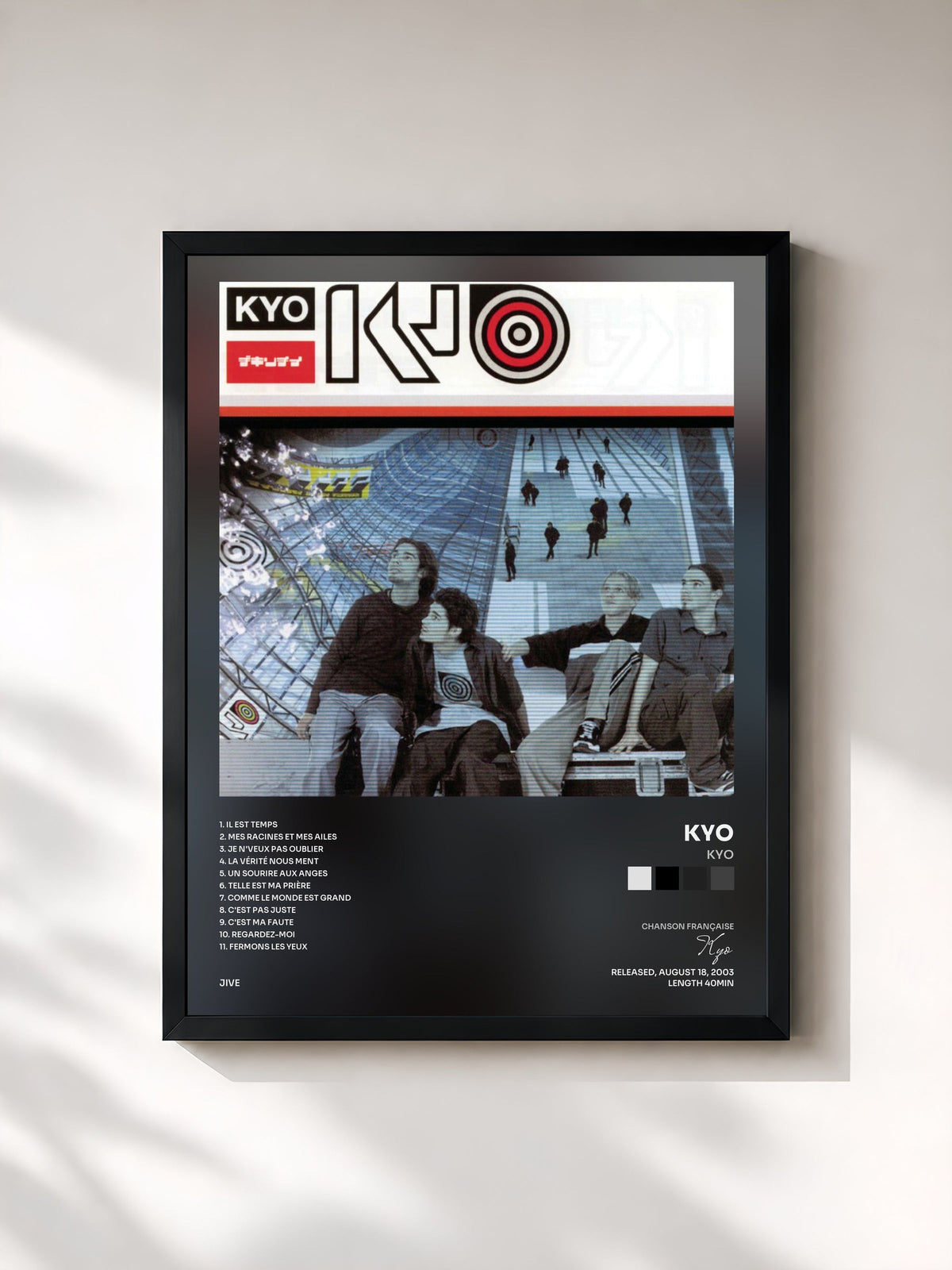 #noir Kyo de Kyo en lámina enmarcada, marco negro, impresa y enmarcada en Francia