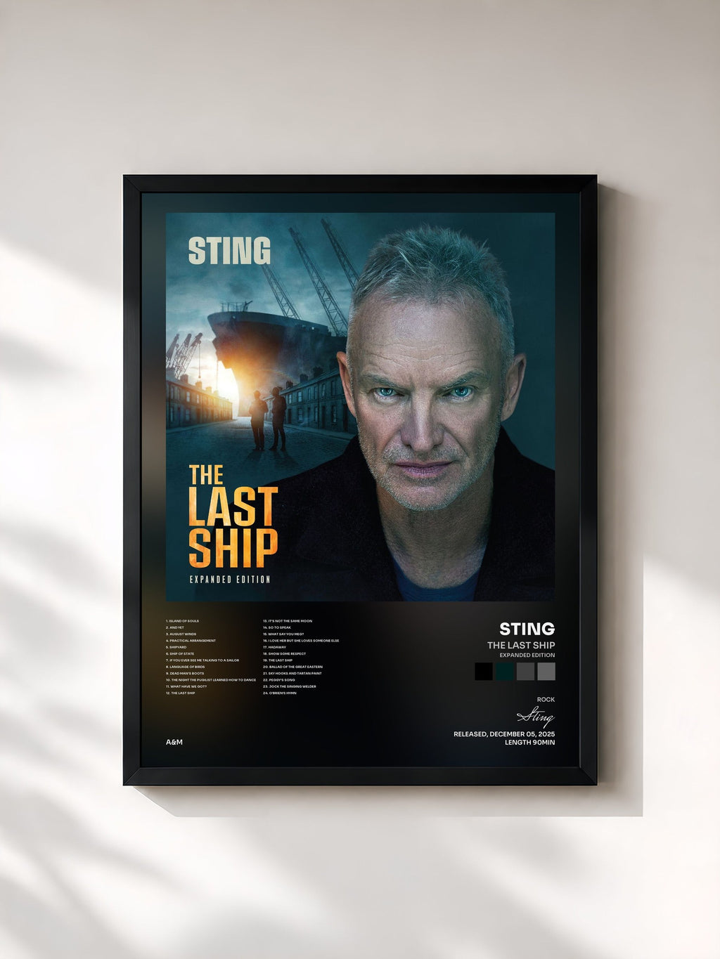 #noir The Last Ship (Expanded Edition) by Sting as a framed art print, black frame, printed and framed in France