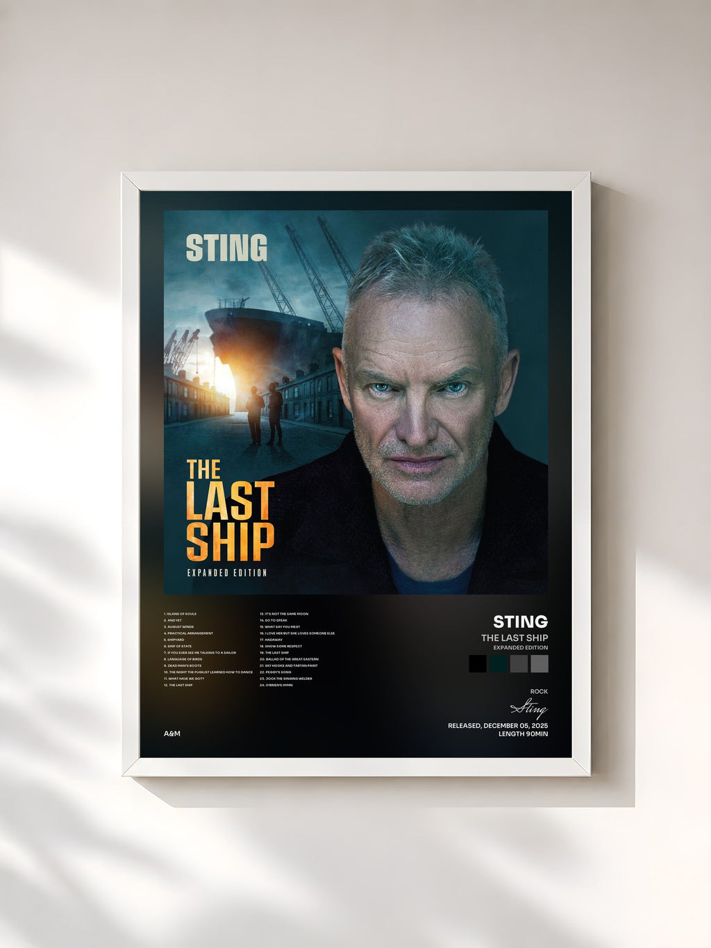 #blanc The Last Ship (Expanded Edition) by Sting as a framed art print, white frame, printed and framed in France