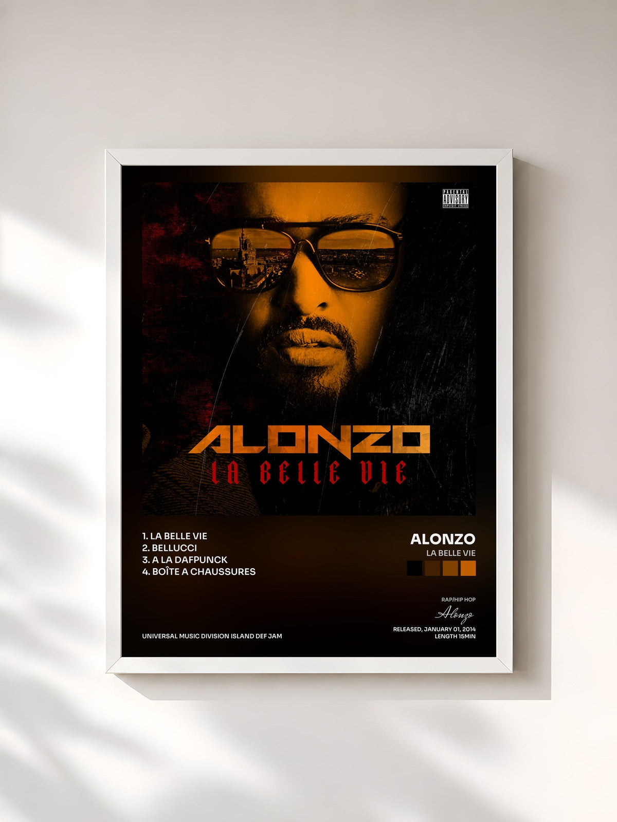 #blanc Tableau de l'album La Belle Vie de Alonzo, cadre blanc, imprimé et encadré en France