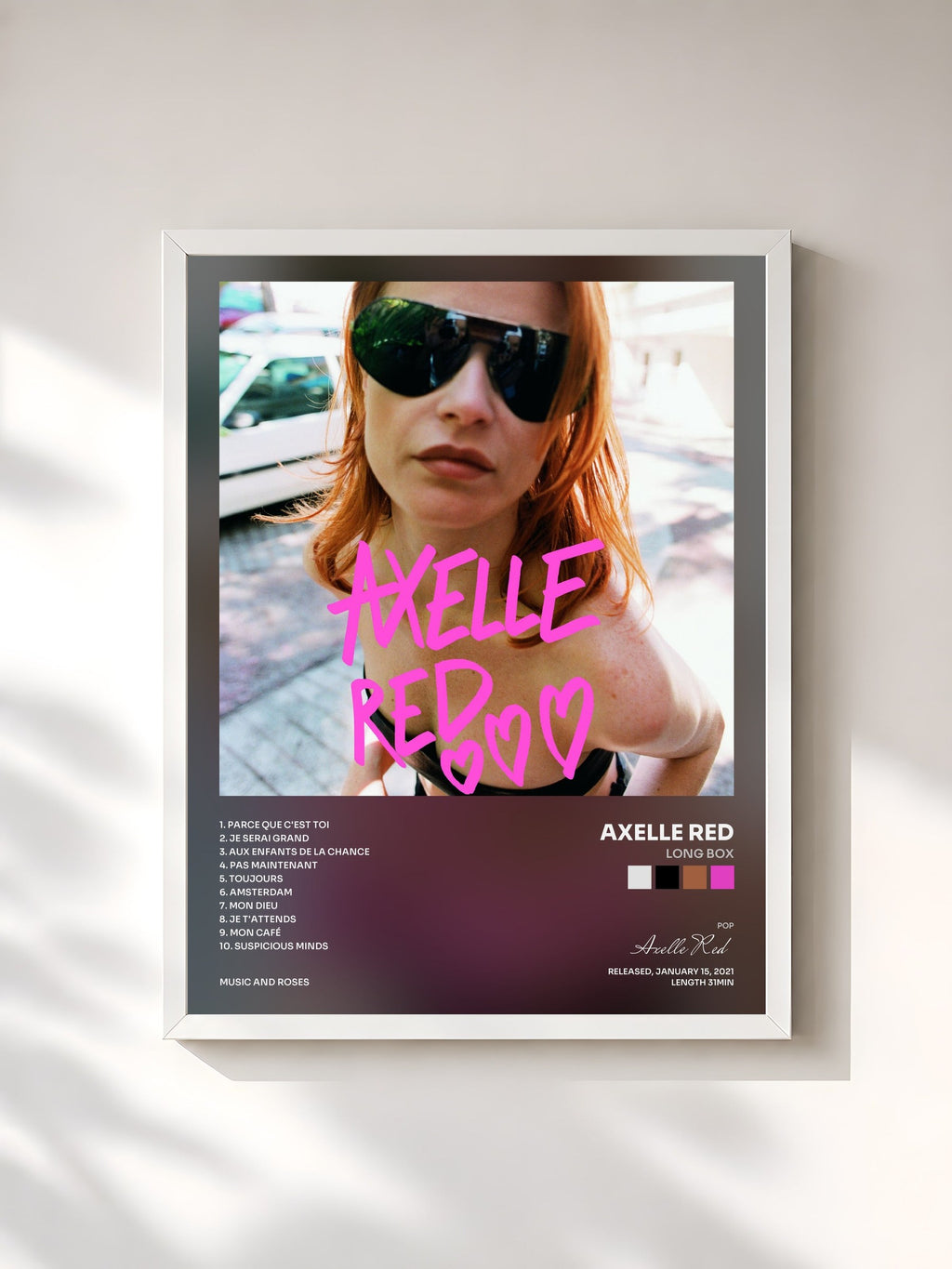 #blanc Tableau de l'album Long box de Axelle Red, cadre blanc, imprimé et encadré en France