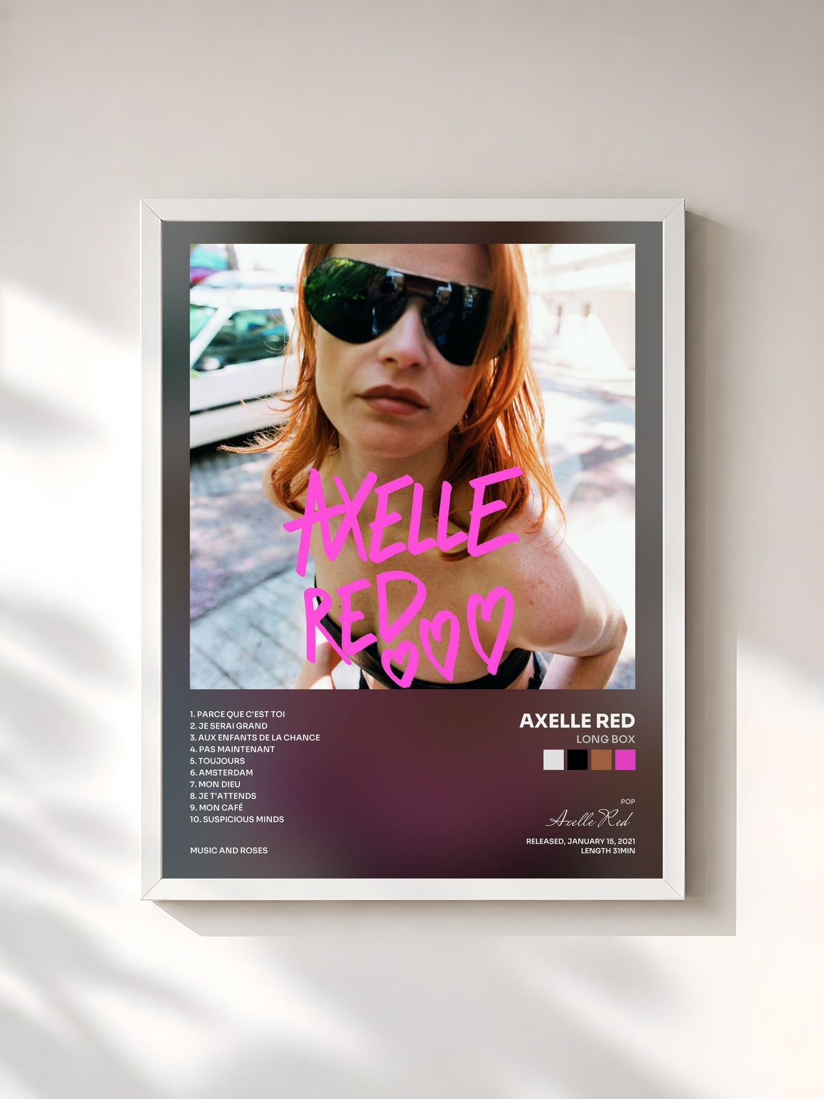 #blanc Tableau de l'album Long box de Axelle Red, cadre blanc, imprimé et encadré en France
